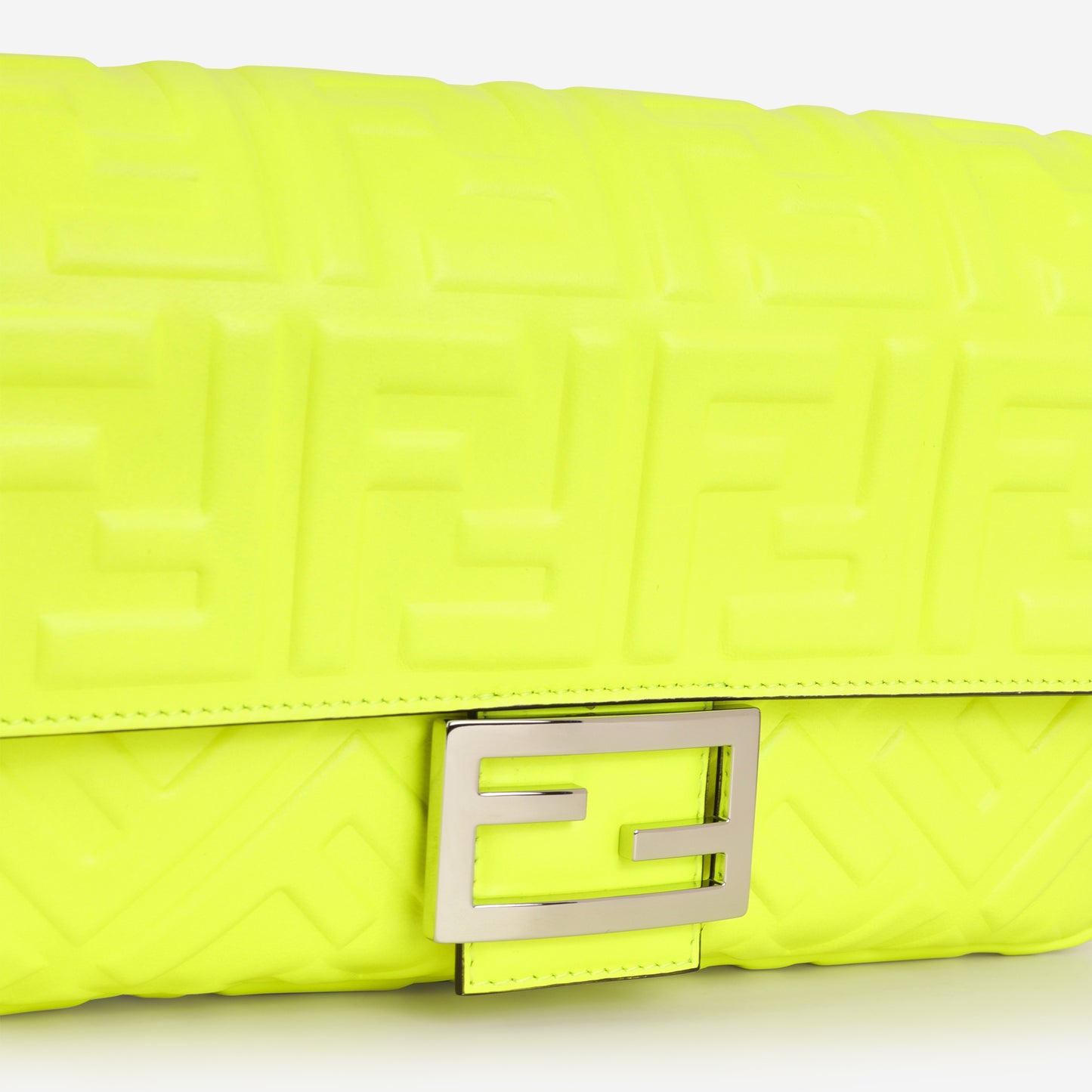 Fendi Medium Baguette - Neon Yellow Nappa | Silver Hardware