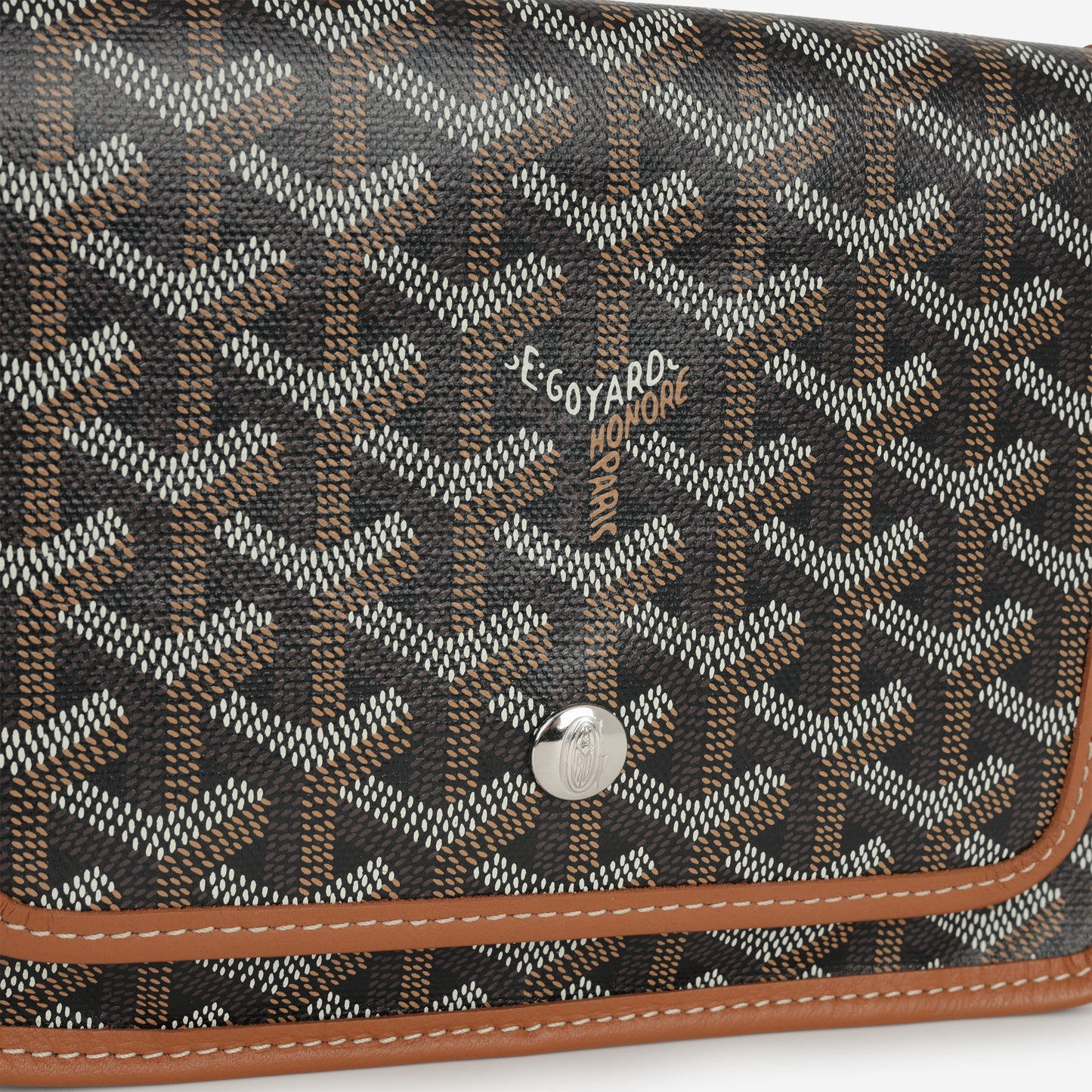 Goyard Plumet Pocket Wallet - Black/Tan Goyardine | Palladium Hardware