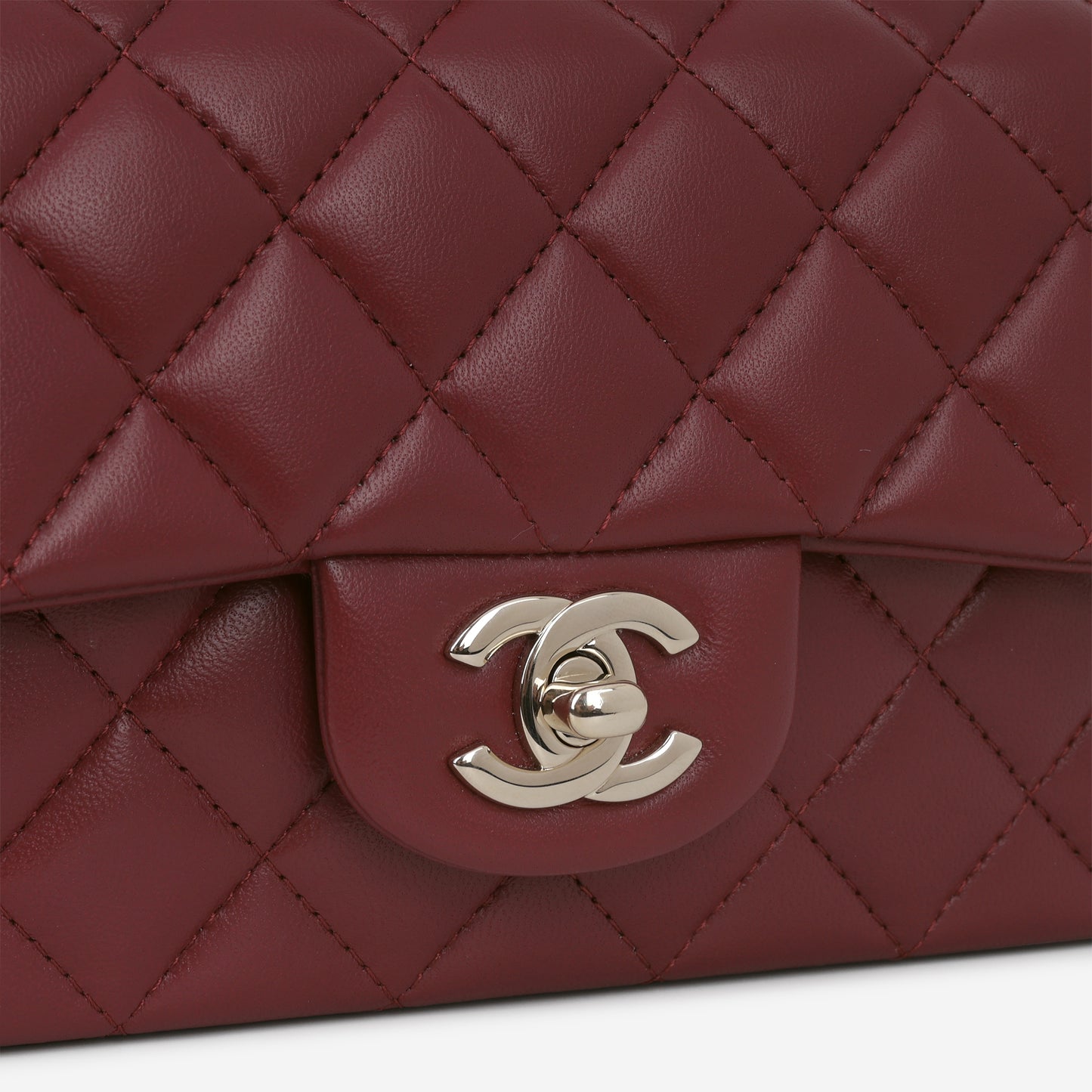 Chanel Mini Rectangular Top Handle - Burgundy Lambskin | Champagne Gold Hardware