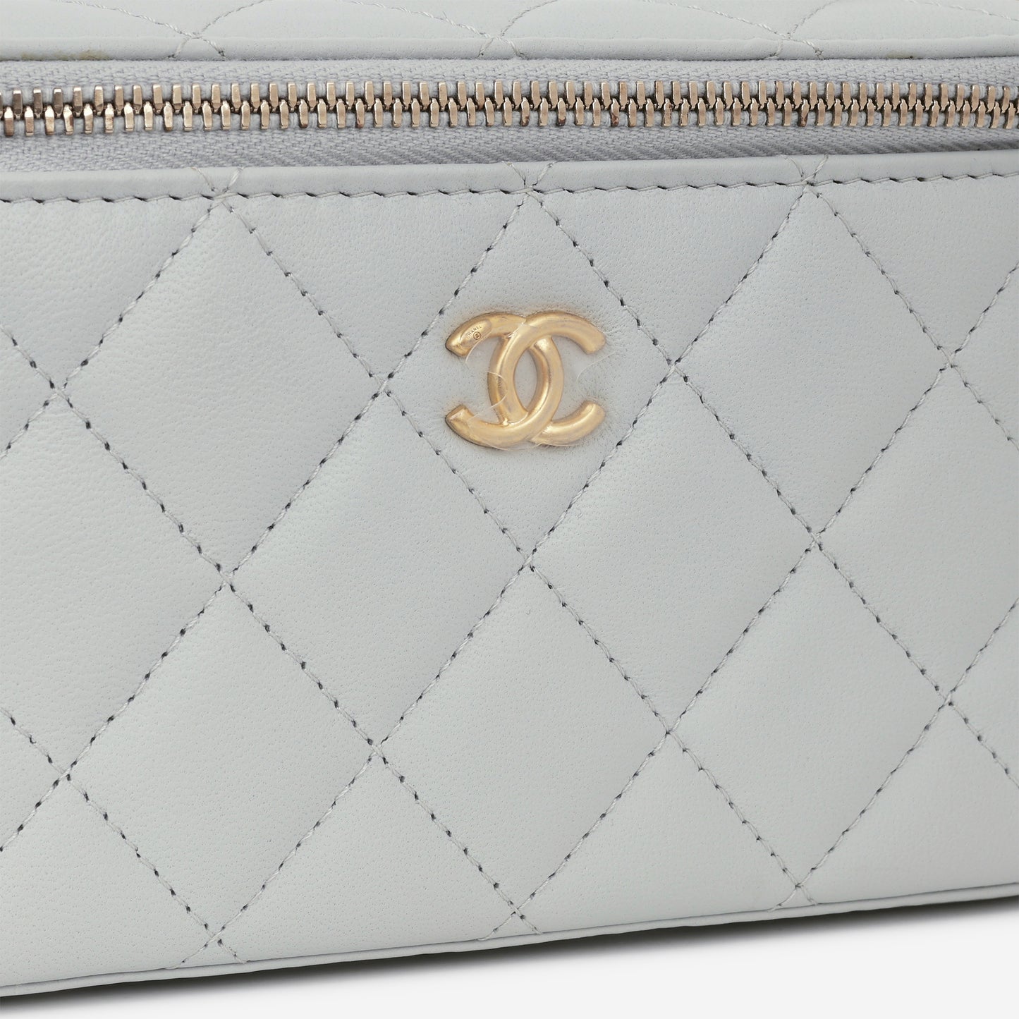 Chanel Small Vanity Pearl Crush - Light Blue Lambskin | Antique Gold Hardware