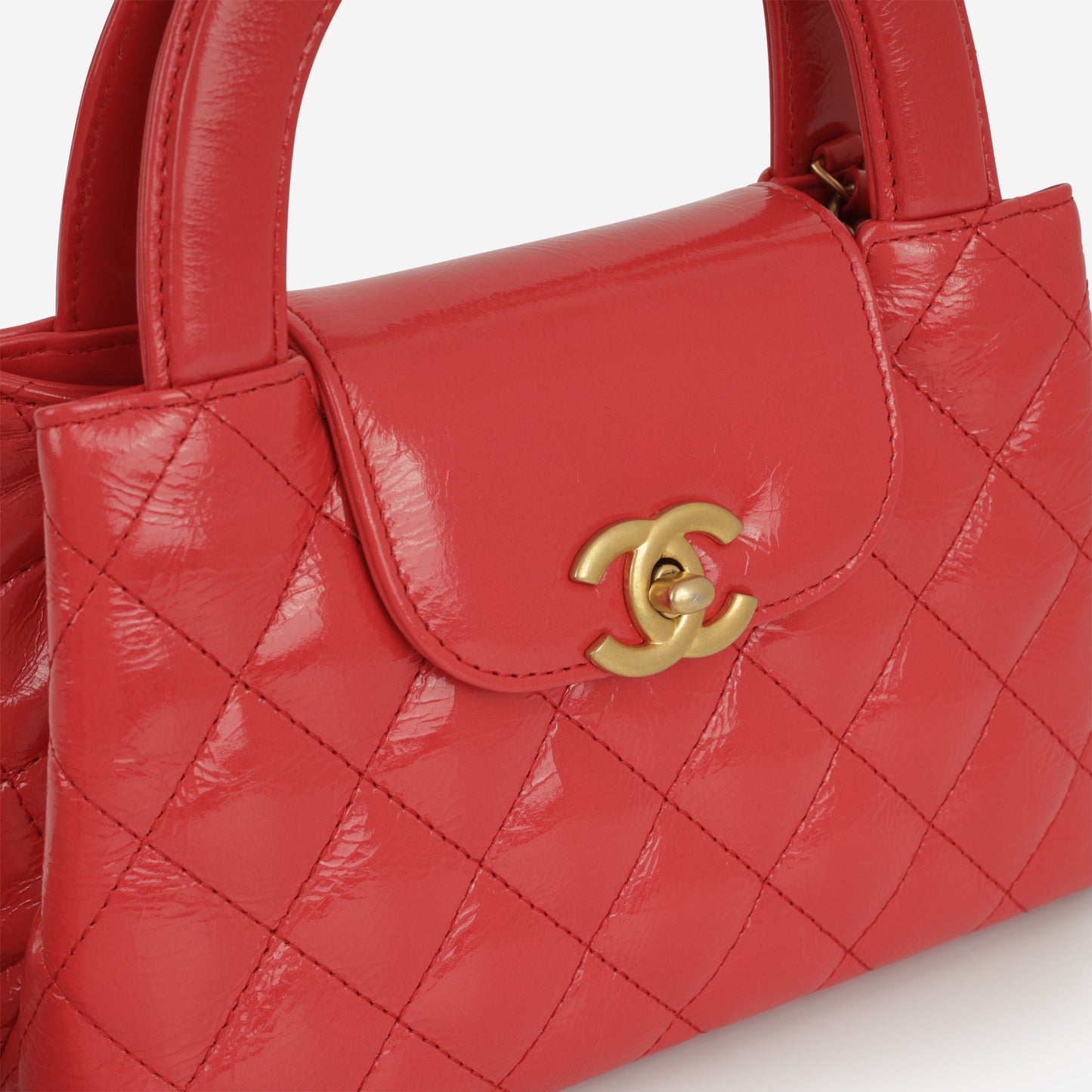 Chanel Small Kelly Re-Edition - Red Shiny Calfskin | Aged Gold Hardware