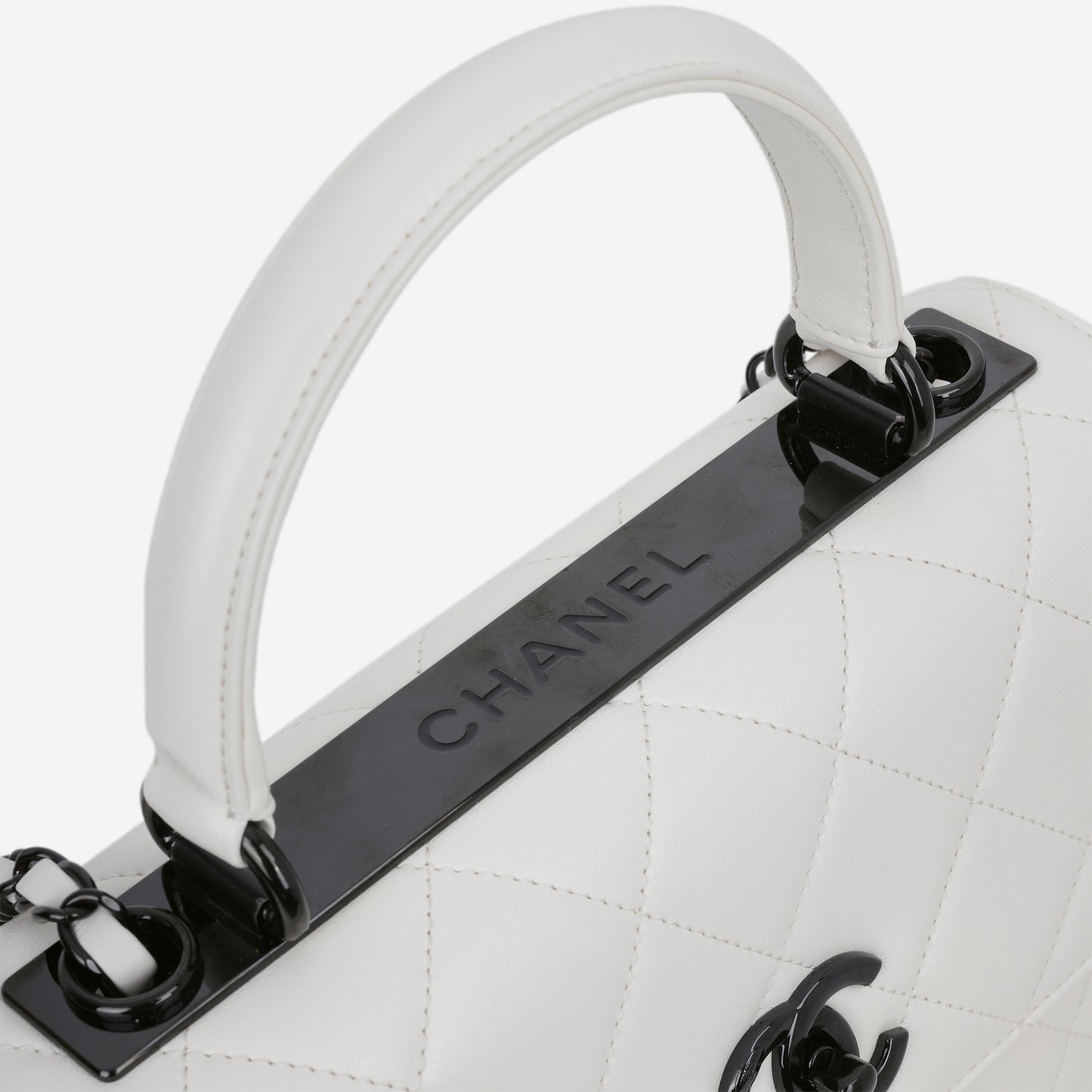 Chanel Small Trendy CC Flap Bag - White Lambskin | So Black Hardware