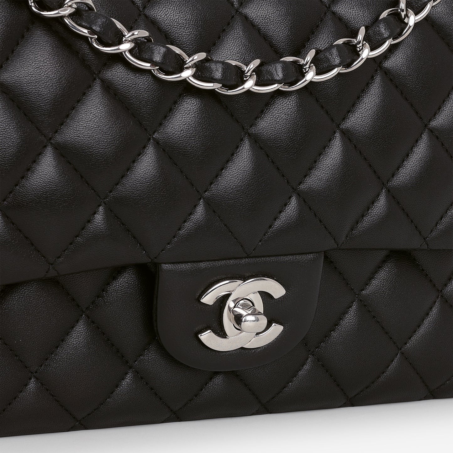Chanel Medium Classic Flap - Black Lambskin | Silver Hardware