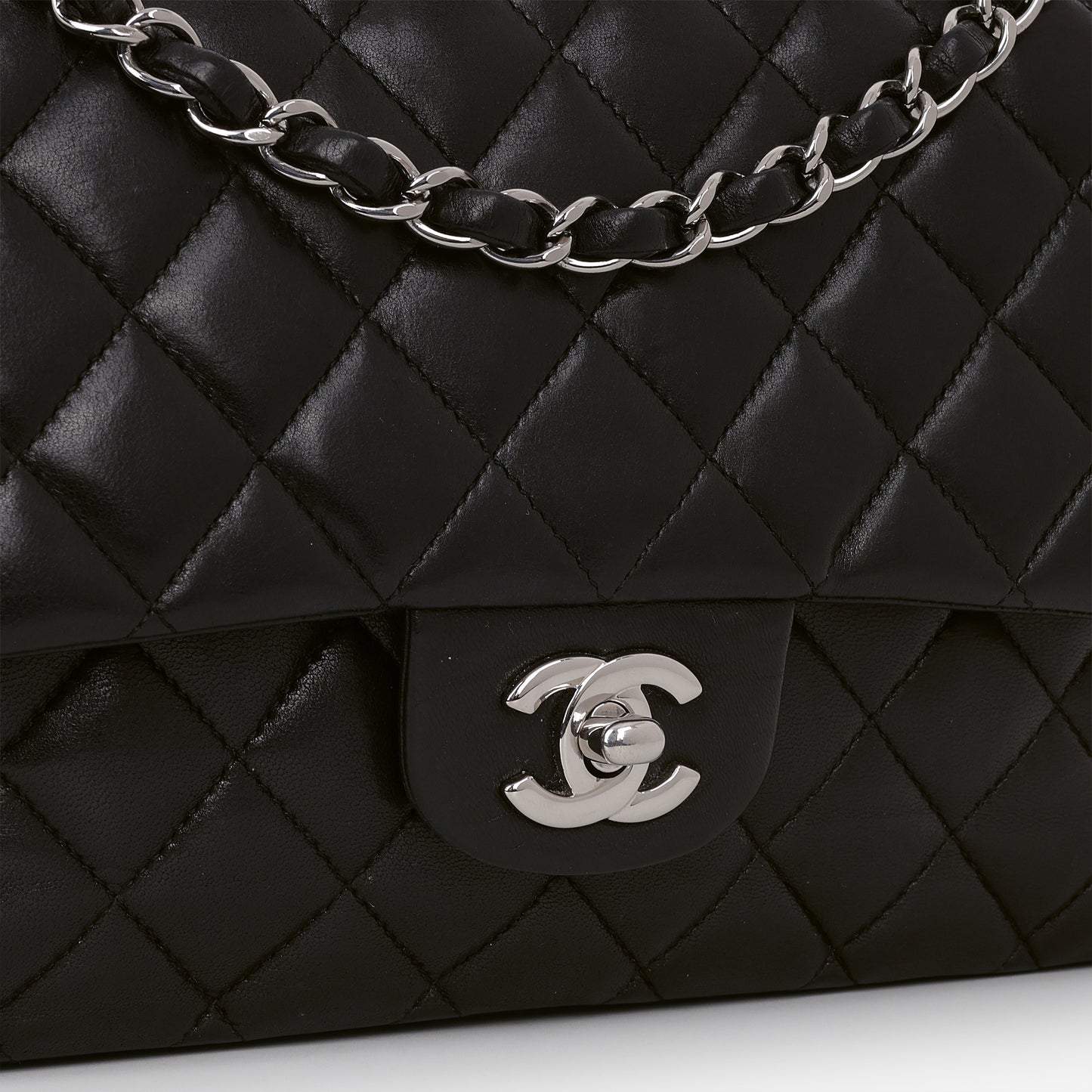 Chanel Medium Classic Flap - Black Lambskin | Silver Hardware