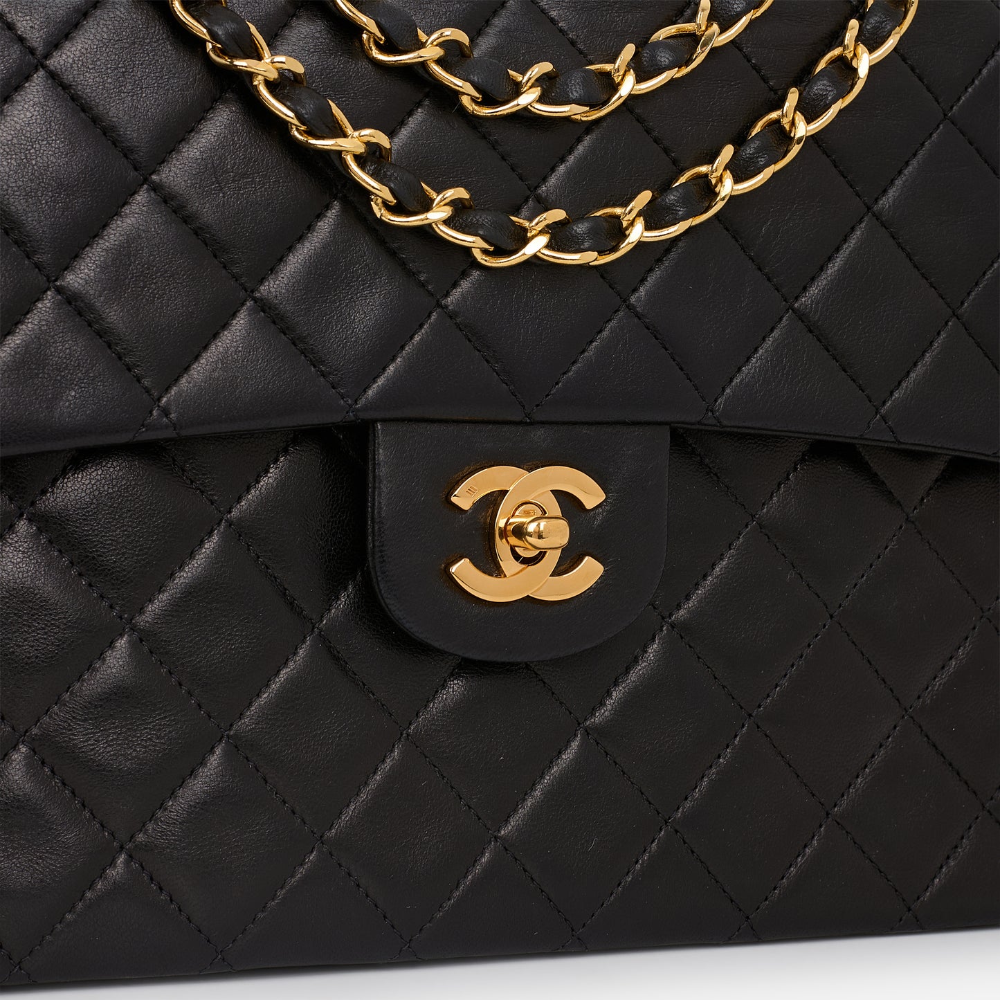 Chanel Vintage Medium Square Flap - Black Lambskin | Gold Hardware