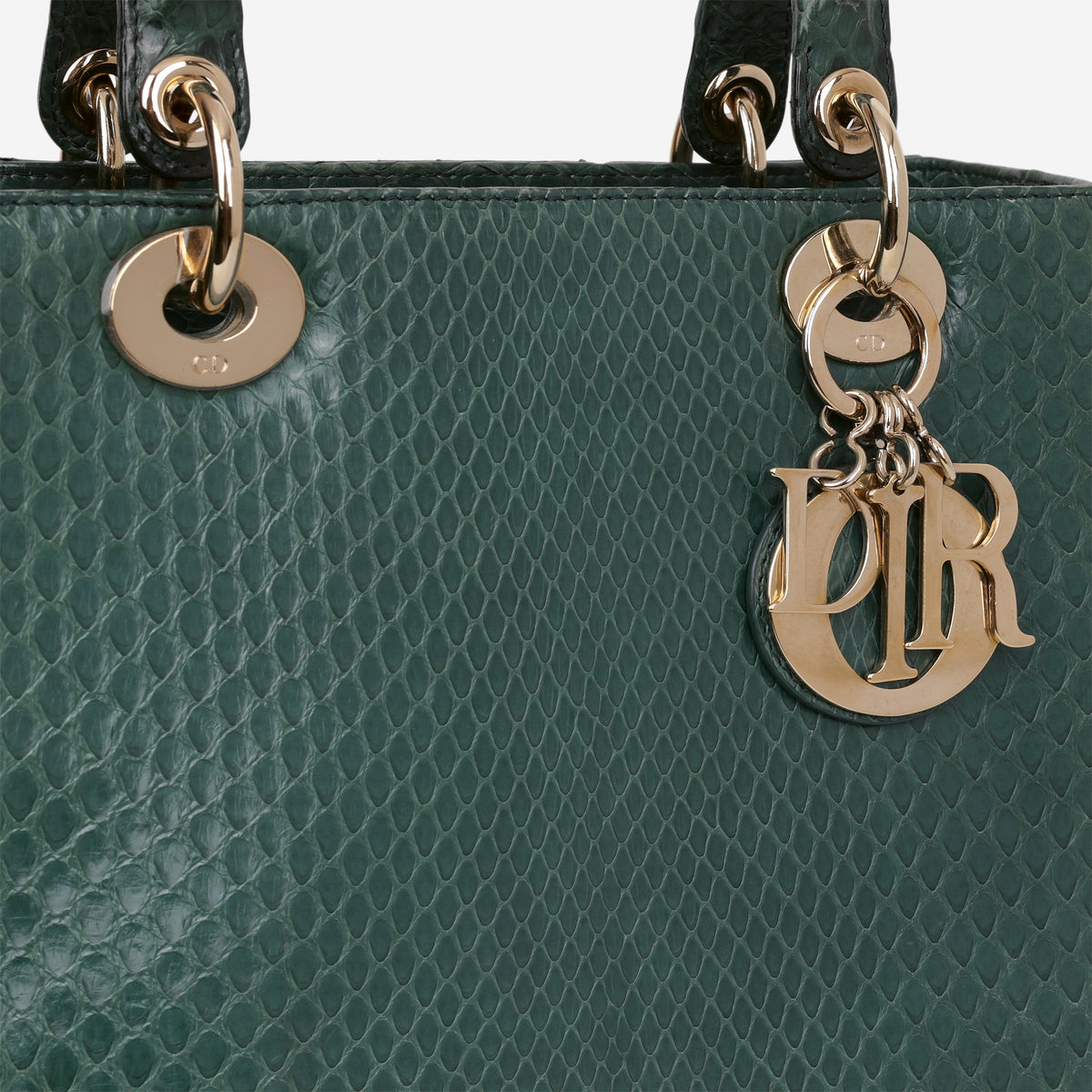 Medium Lady Dior - Green Watersnake skin | Champagne Gold Hardware