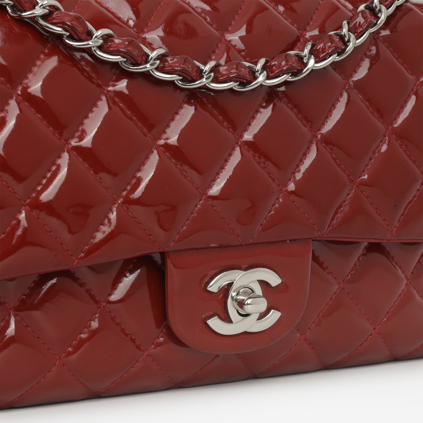 Chanel Medium Classic Flap - Red Patent | Silver Hardware
