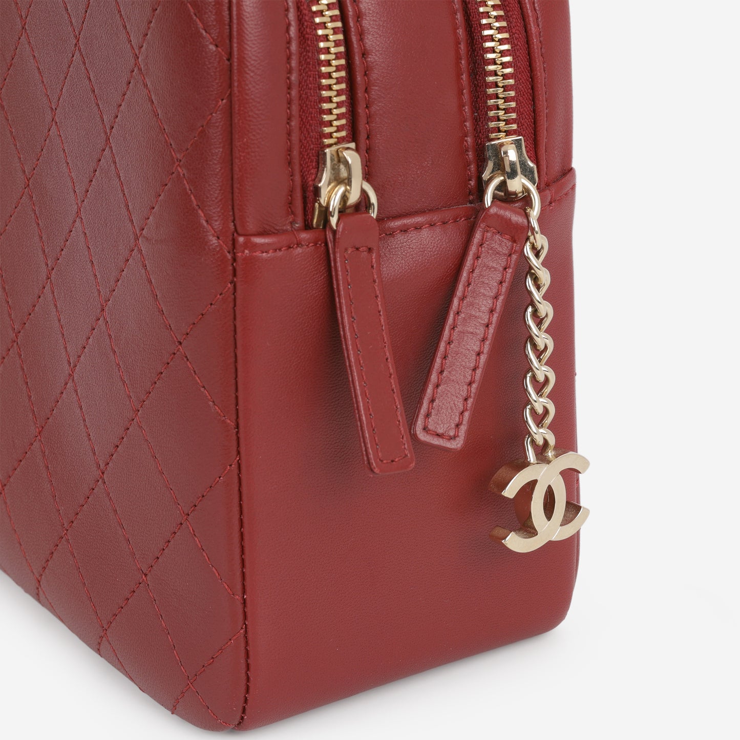 Chanel Knock On Wood Quilted Case - Burgundy Calfskin | Champagne Gold Hardware