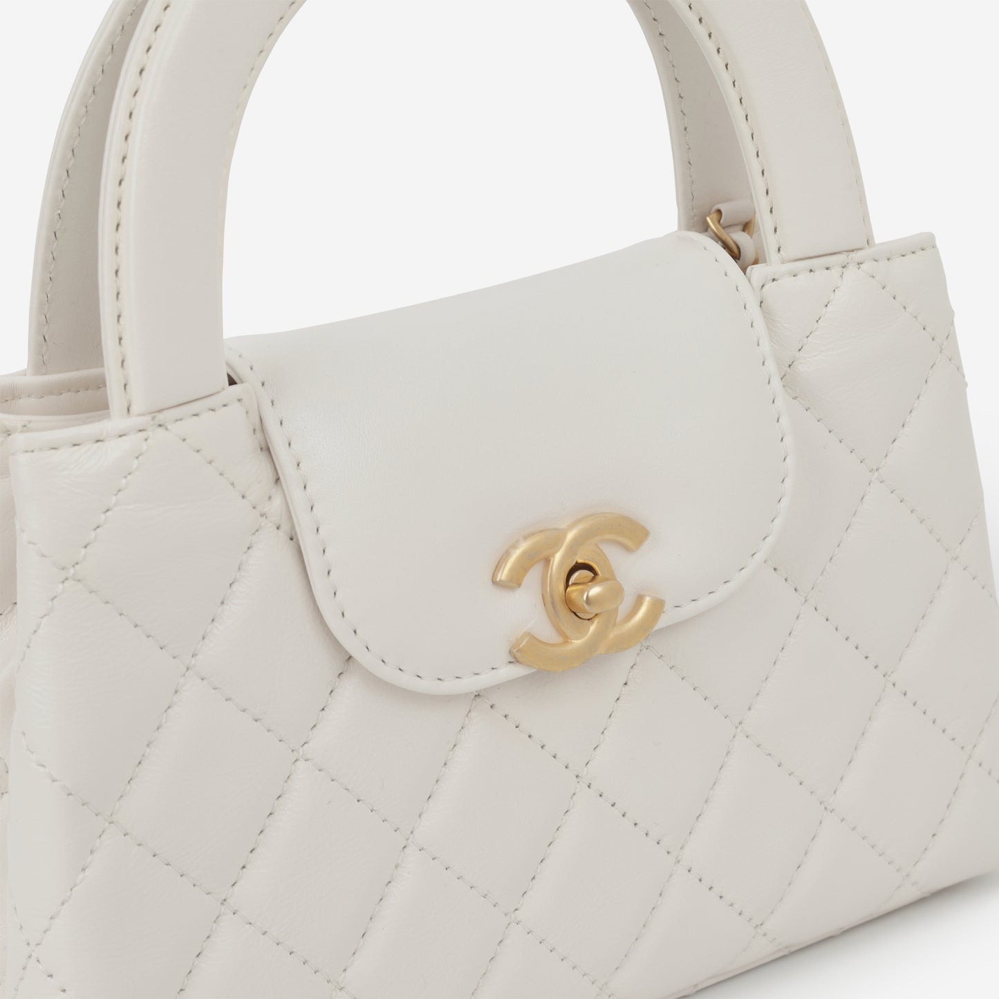 Chanel Small Kelly Re-Edition - White Calfskin | Aged Gold Hardware
