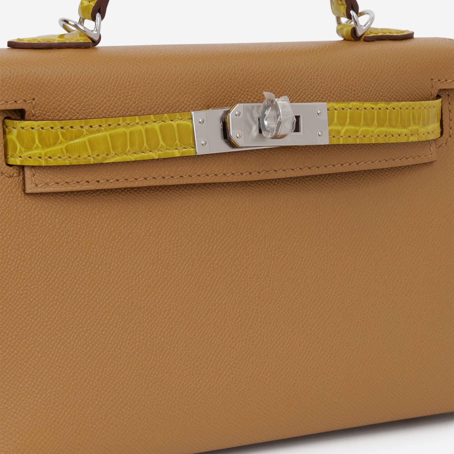 Hermès Mini Kelly 20cm Touch - Sesame Madame / Jaune Ambre Alligator Mississippiensis | Palladium Hardware