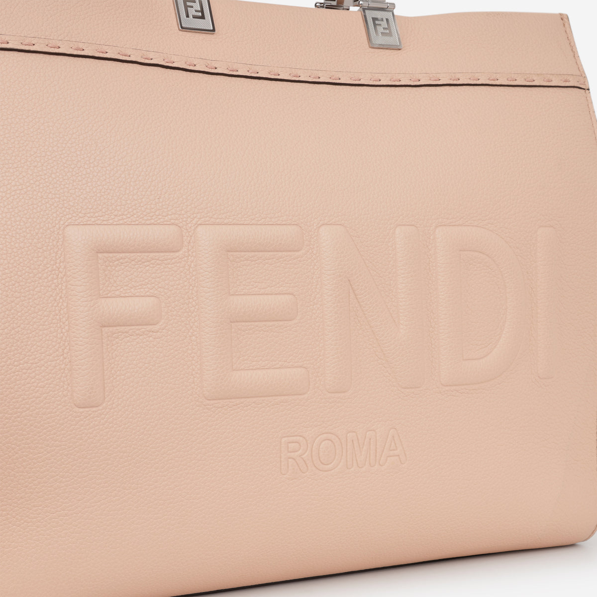 Fendi Medium Sunshine Tote - Pink Grained Calfskin | Silver Hardware