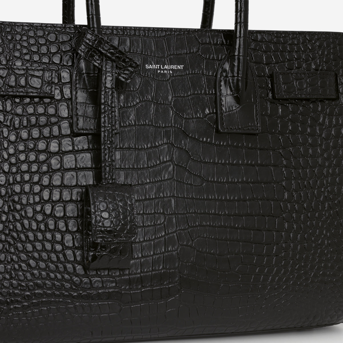 Saint Laurent Mini Sac de Jour - Black Croc Embossed | Silver Hardware