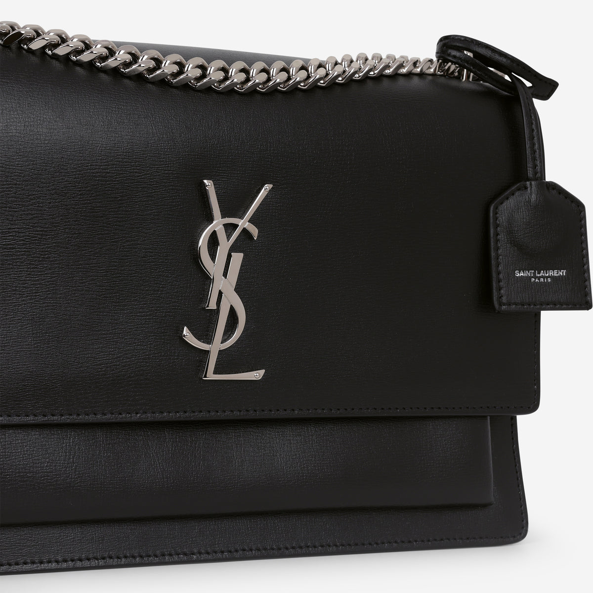 Saint Laurent Large Sunset - Black Calfskin | Silver Hardware