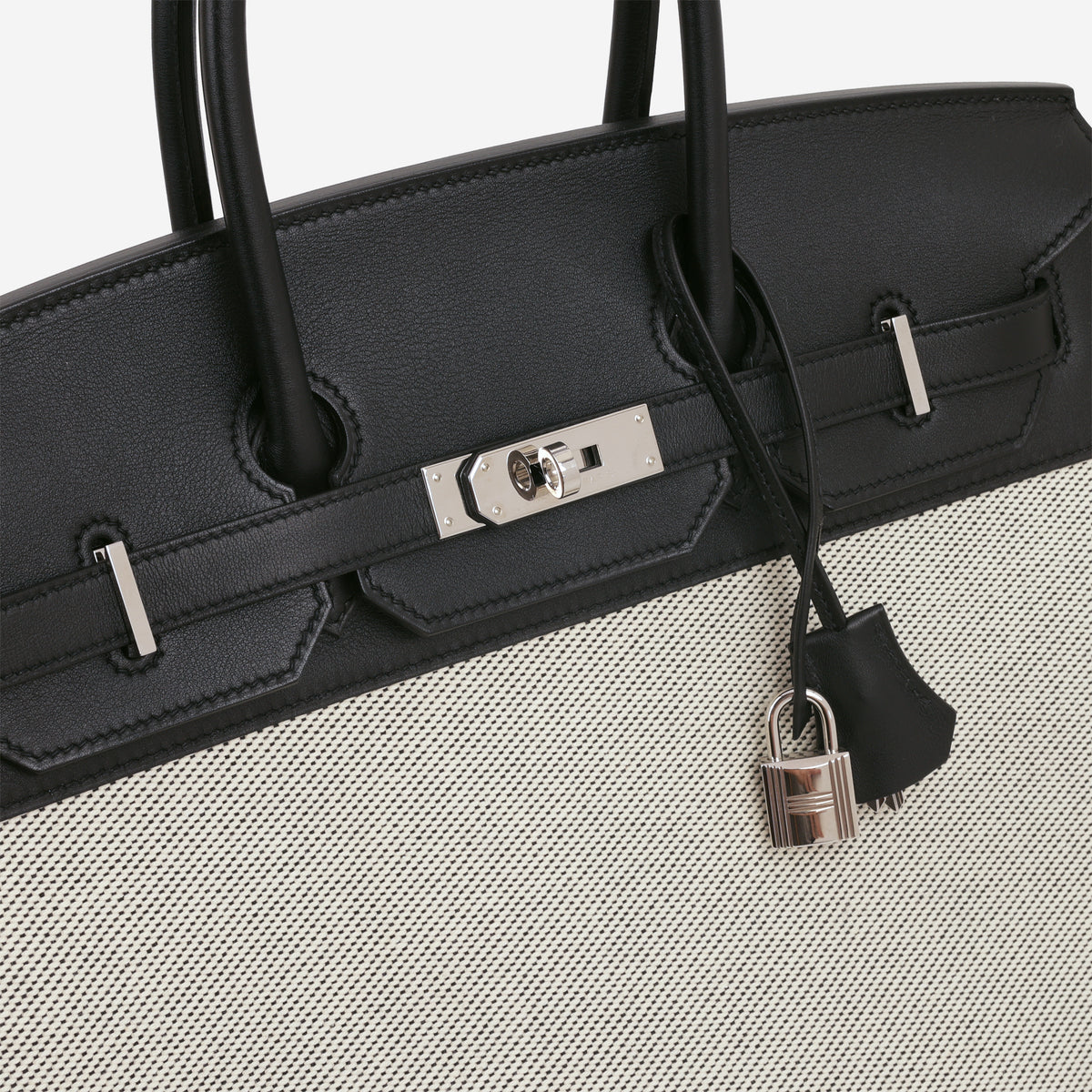 Hermès Birkin 35 Fray Fray - Ecru Noir Twill H / Noir Swift | Palladium Hardware