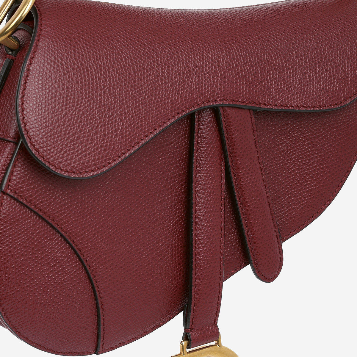 Dior Mini Saddle Bag - Burgundy Grained Calfskin | Gold Hardware