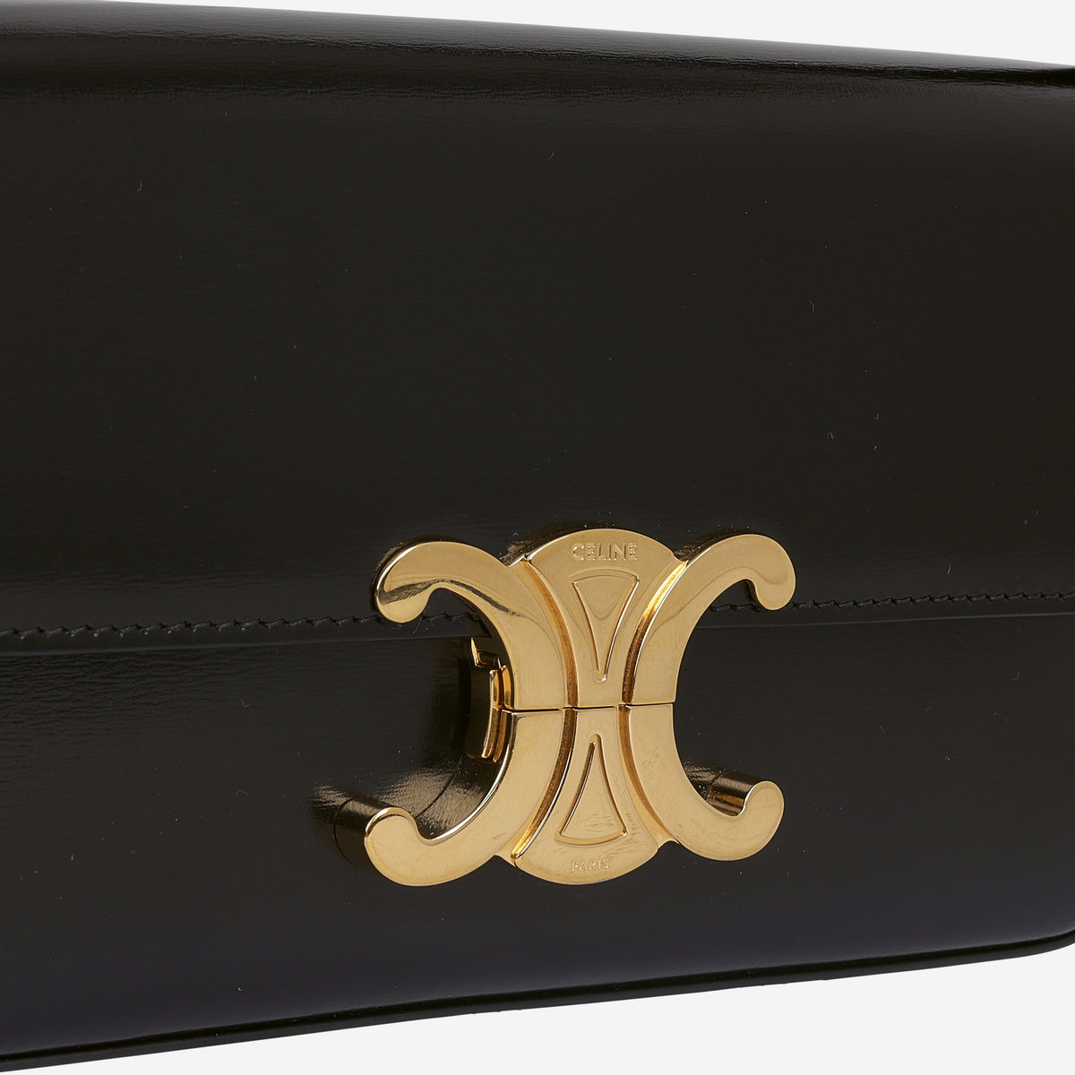 Celine Triomphe Claude - Black Shiny Calfskin | Gold Hardware
