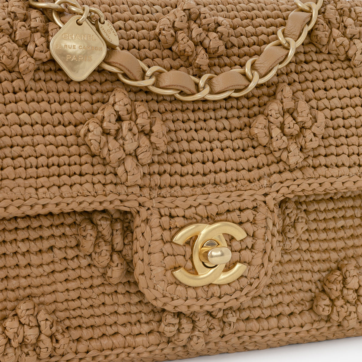 Chanel 24P Small Dolce Flap - Beige Braided Raffia | Aged Gold Hardware