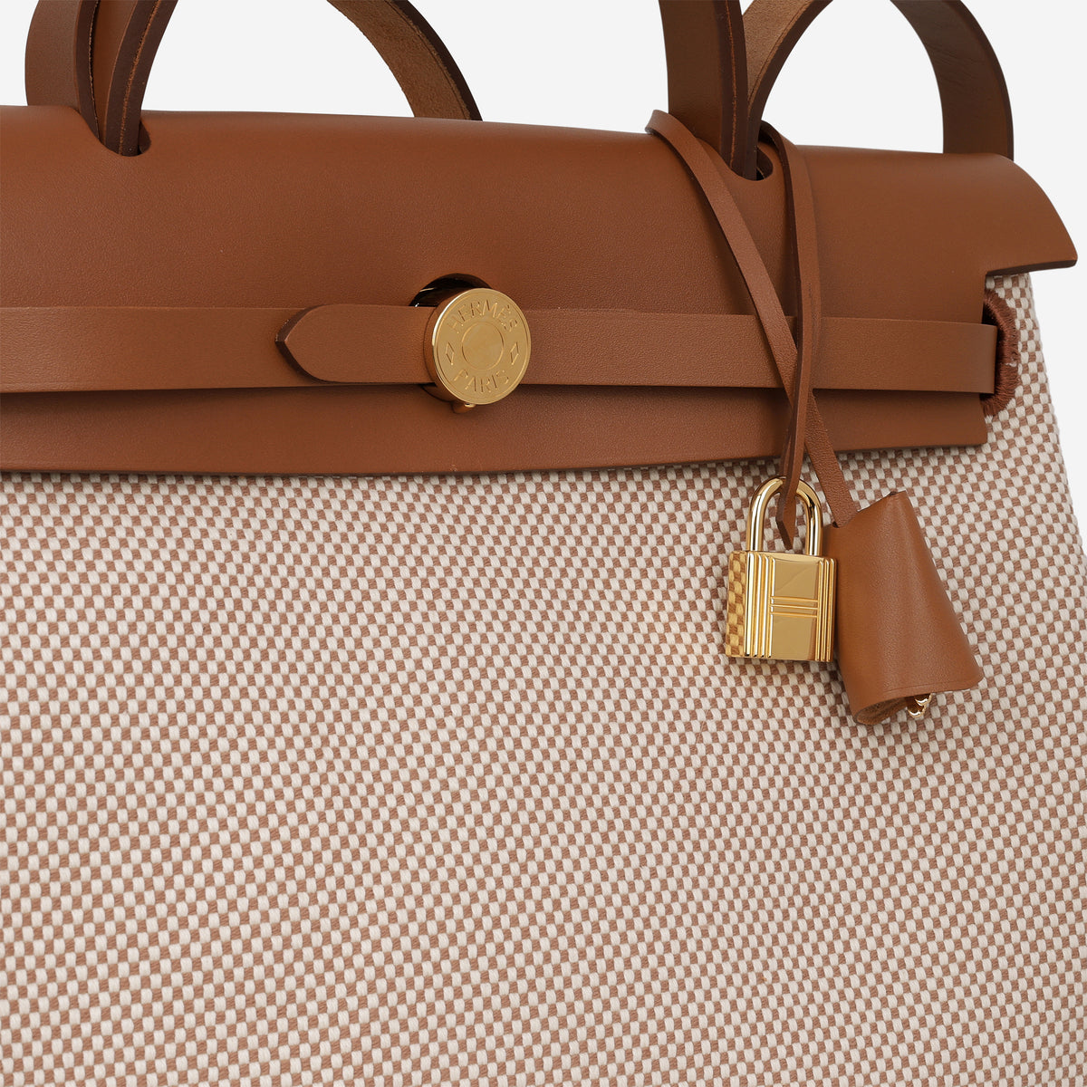 Hermès Herbag 31 - Ecru Viking Criss Toile / Fauve Hunter | Gold Hardware