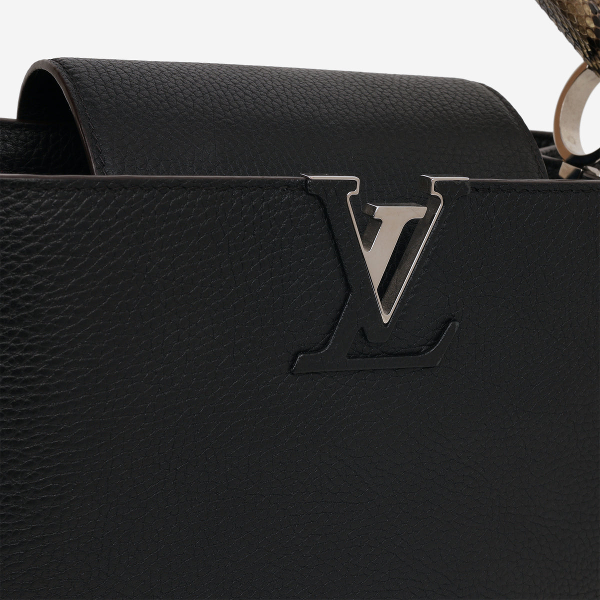 Louis Vuitton Capucines MM - Black Grained Calfskin / Python Handle | Silver Hardware
