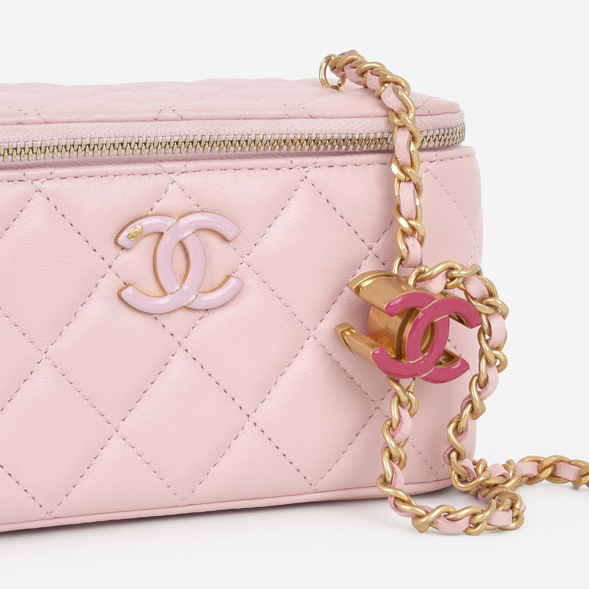 Chanel CC Crush Vanity On Chain - Pink Lambskin Enamel | Gold Hardware