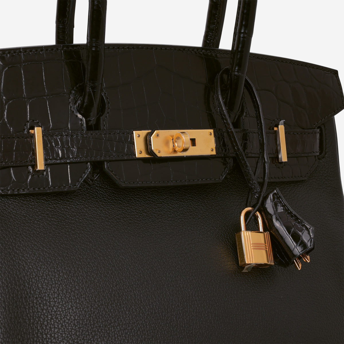 Hermès Birkin 30 Touch - Noir Novillo / Crocodile Niloticus Lisse | Gold Hardware