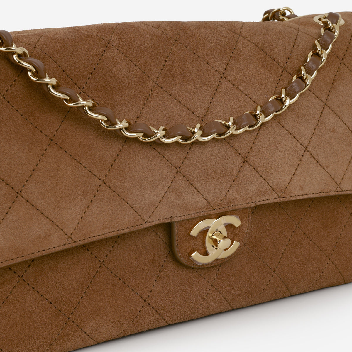 Chanel Maxi Flap 32 - Caramel Suede Goatskin | Gold Hardware