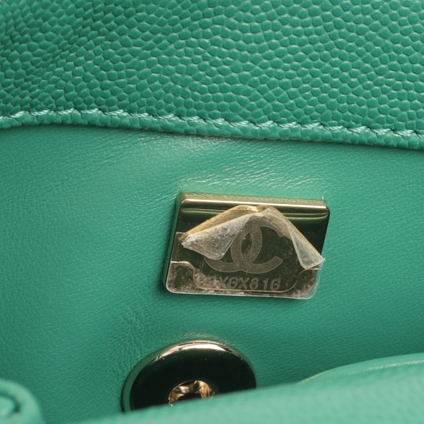 Chanel Small Coco Handle - Green Caviar | Champagne Gold Hardware