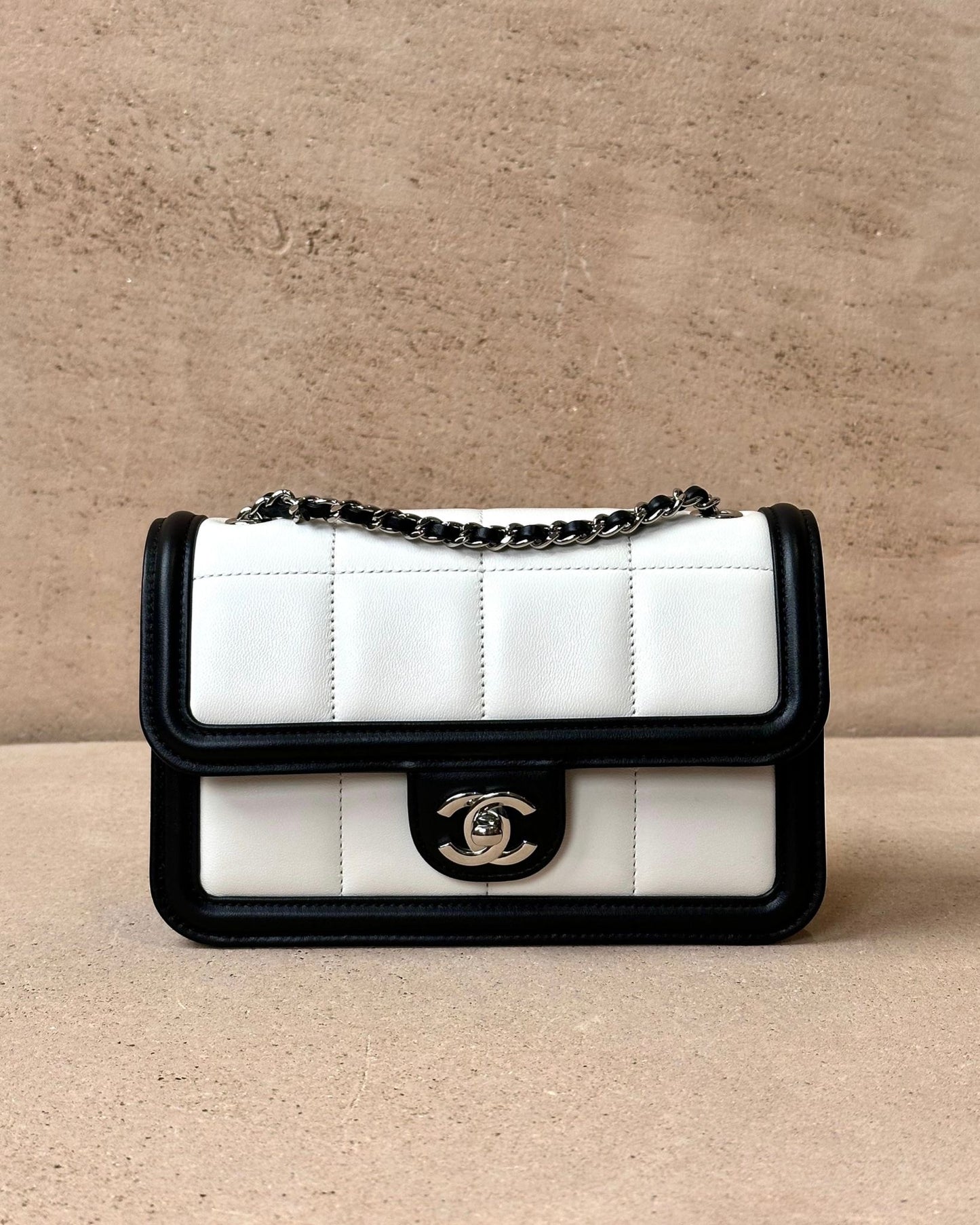 Chanel Cruise 2024/25 Mini Flap - Black & White | Silver Hardware