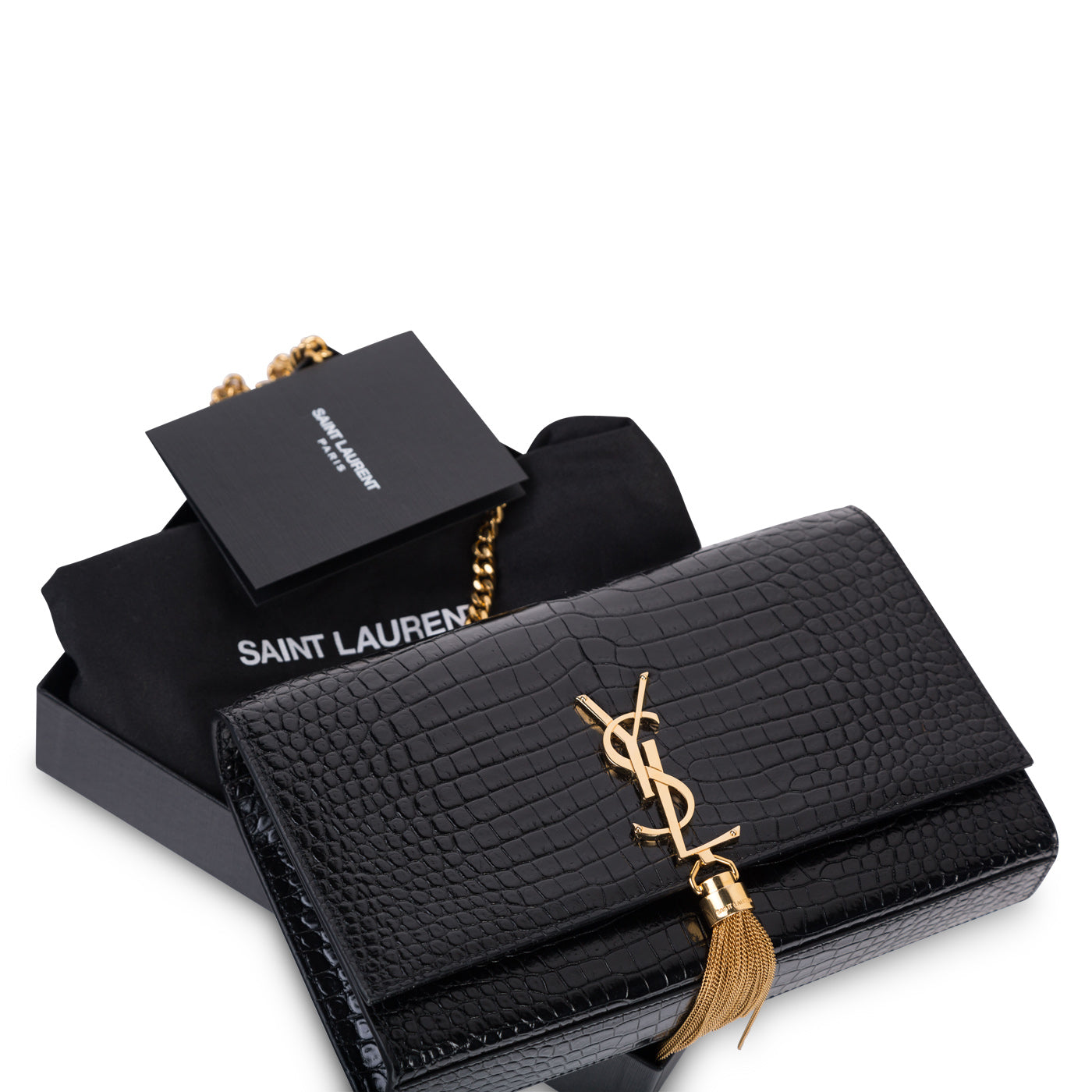 Kate Tassel Croc Embossed