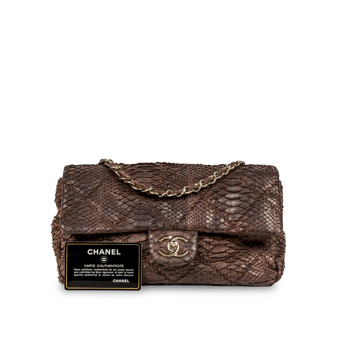 Python Flap Bag Brown