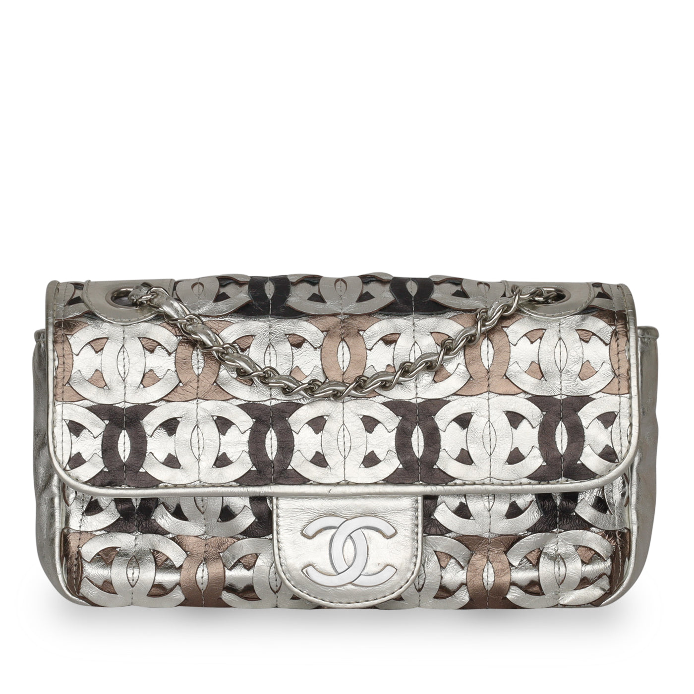 茶*様 Chanel Silver ヴィンテージバッグ Chanel - Seasonal Laser Cut Flap Bag - Metallic - Pre-Loved – Bagista