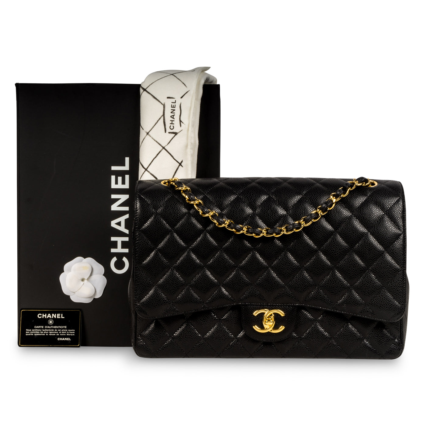 Classic Flap Bag Maxi - Caviar - Black - GHW