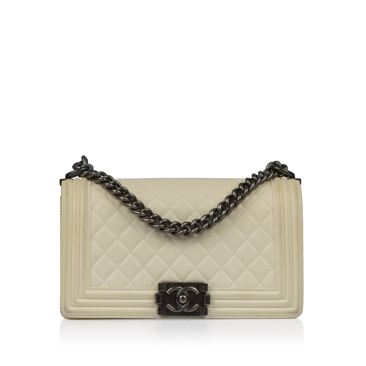 Chanel Medium Boy Bag Cream Pre-Loved – Bagista - Main Image