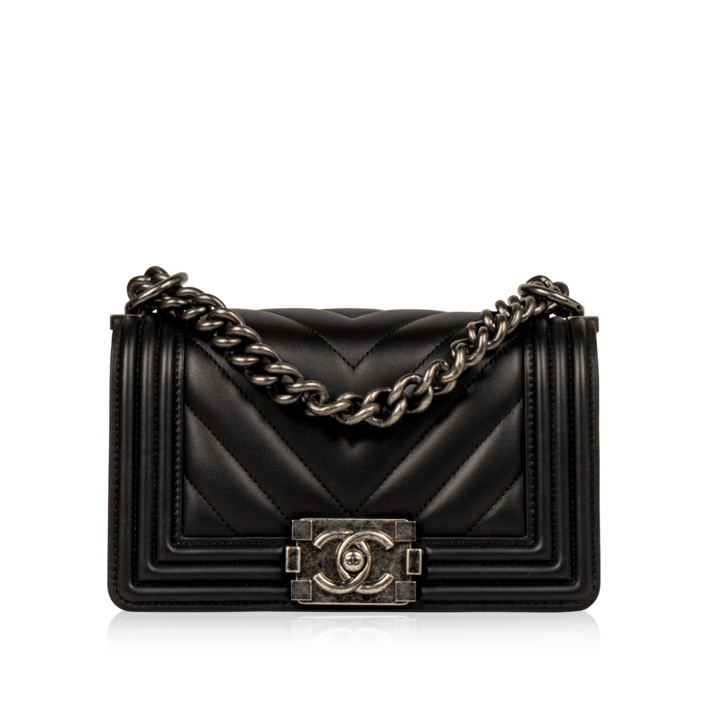 Chanel Small Boy Bag Chevron Black Immaculate condition