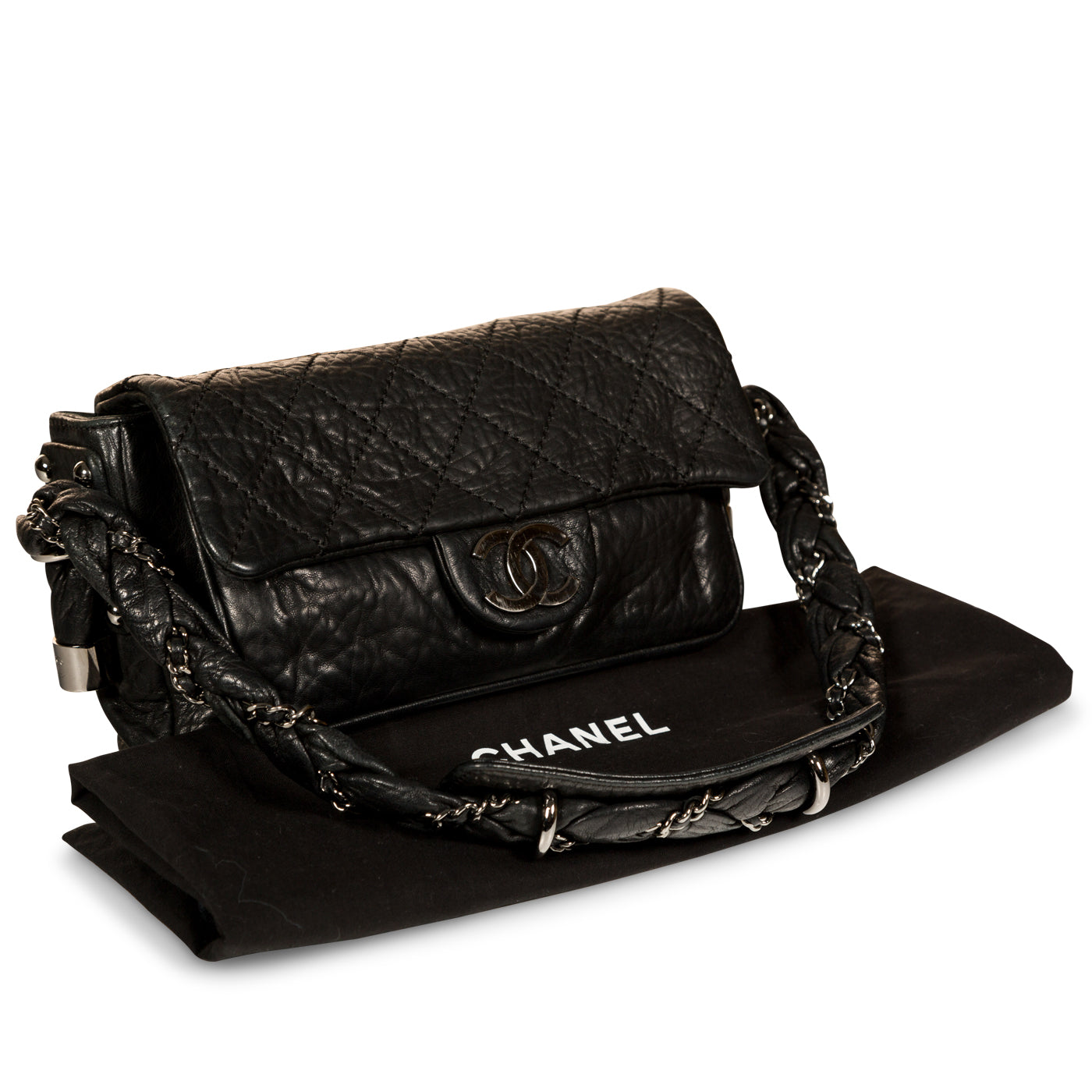 Distressed Calfskin Shoulder Bag