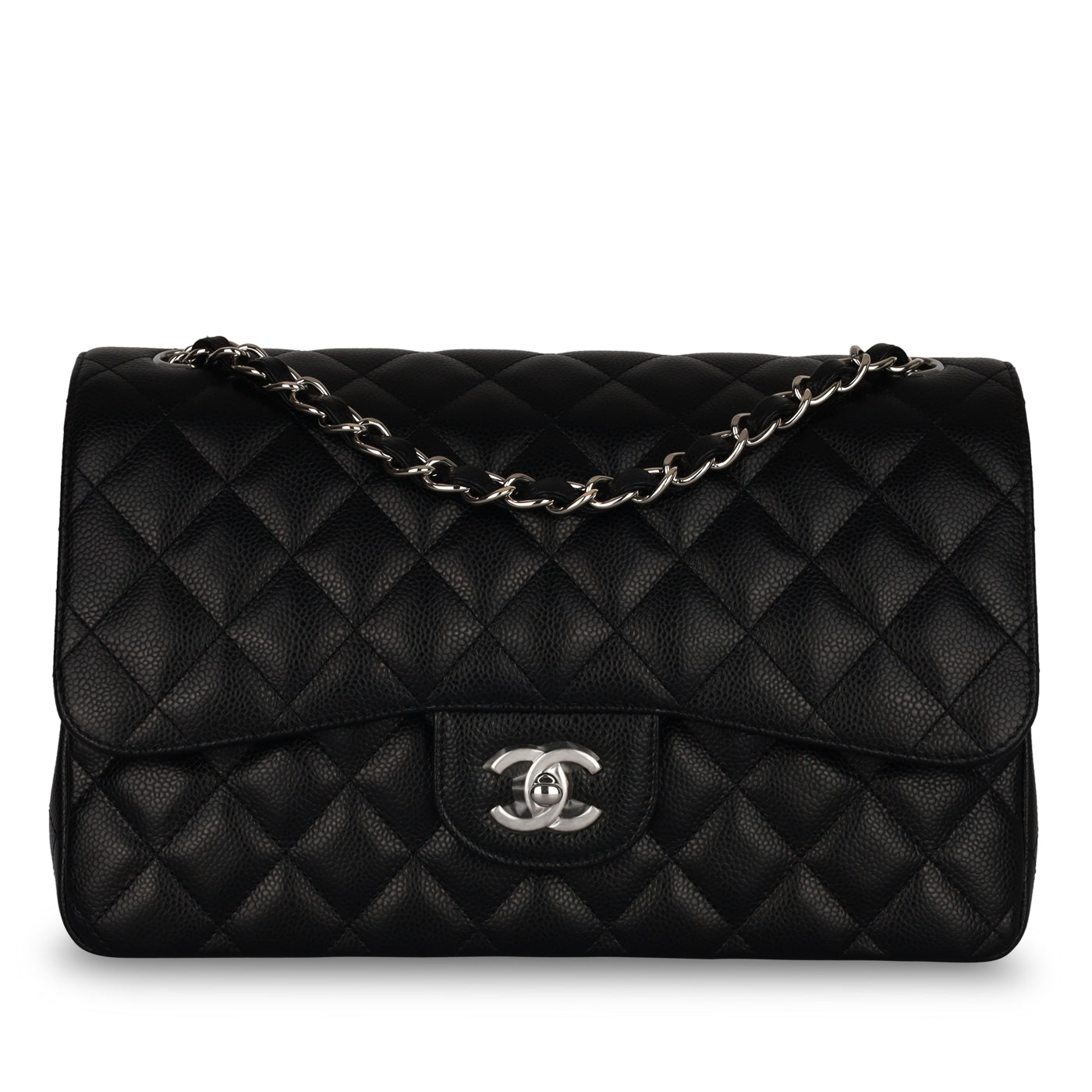 Chanel - Classic Flap Bag - Jumbo - Black Caviar - SHW - Pre Loved