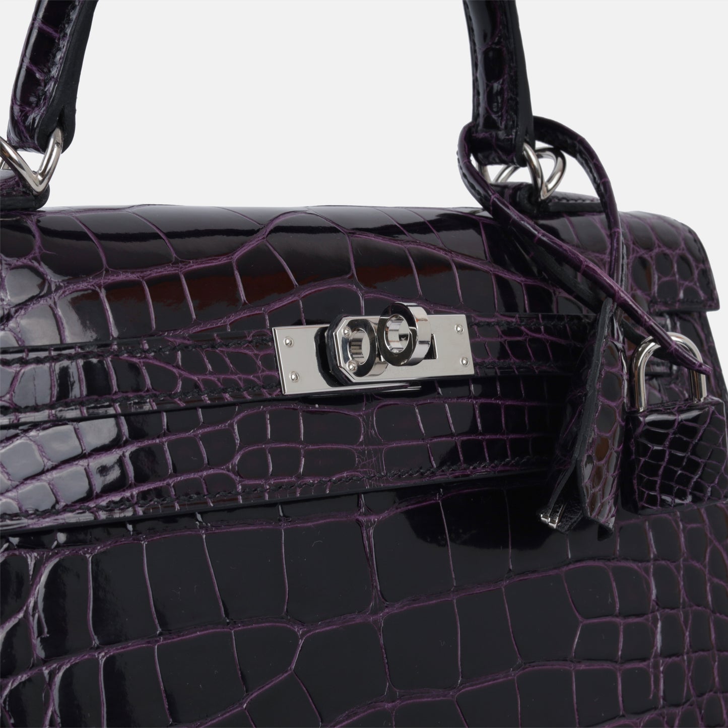 Kelly 25 - Aubergine Shiny Croc