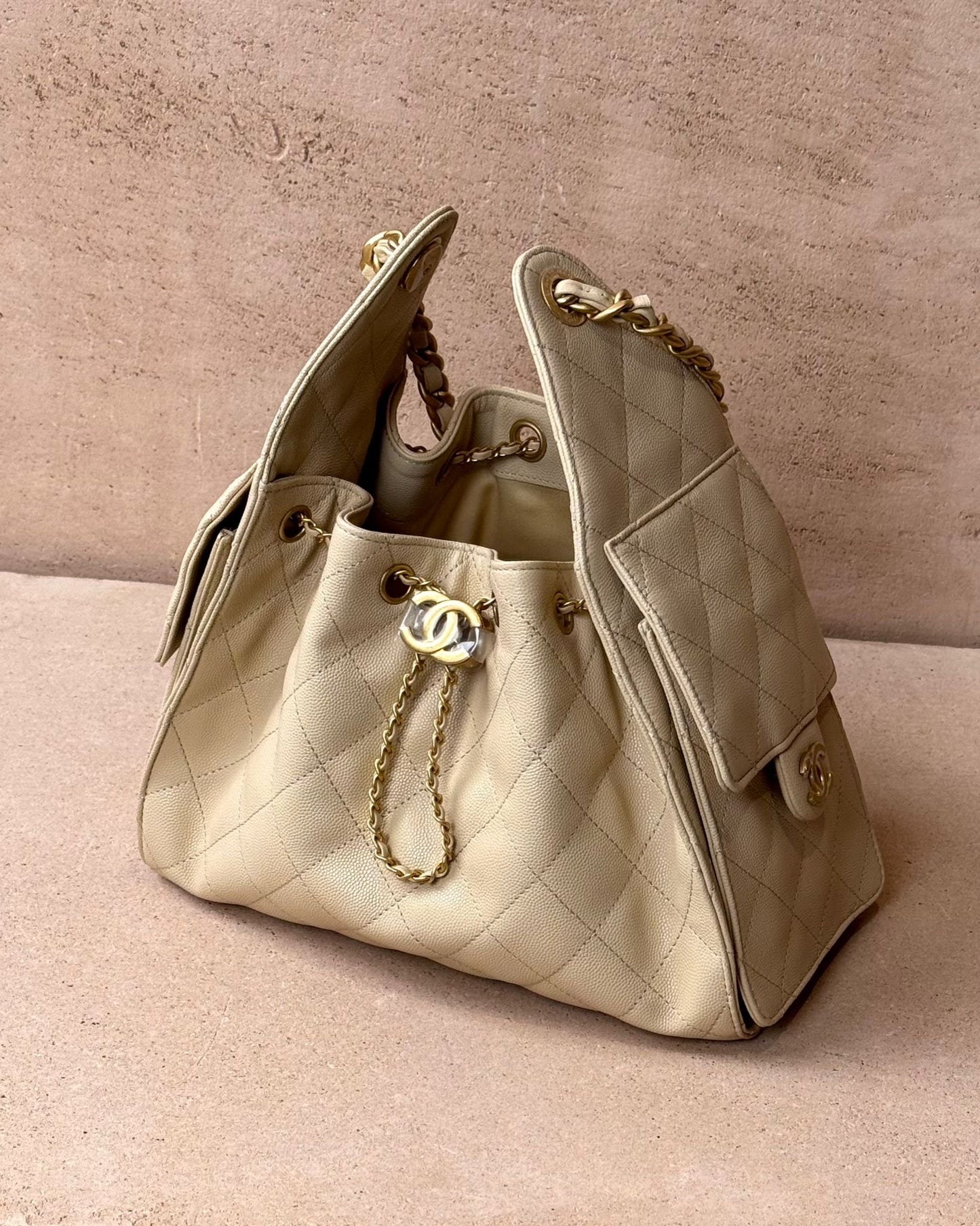 Chanel Small 25 Hobo - Beige Caviar | Gold Hardware - Bagista