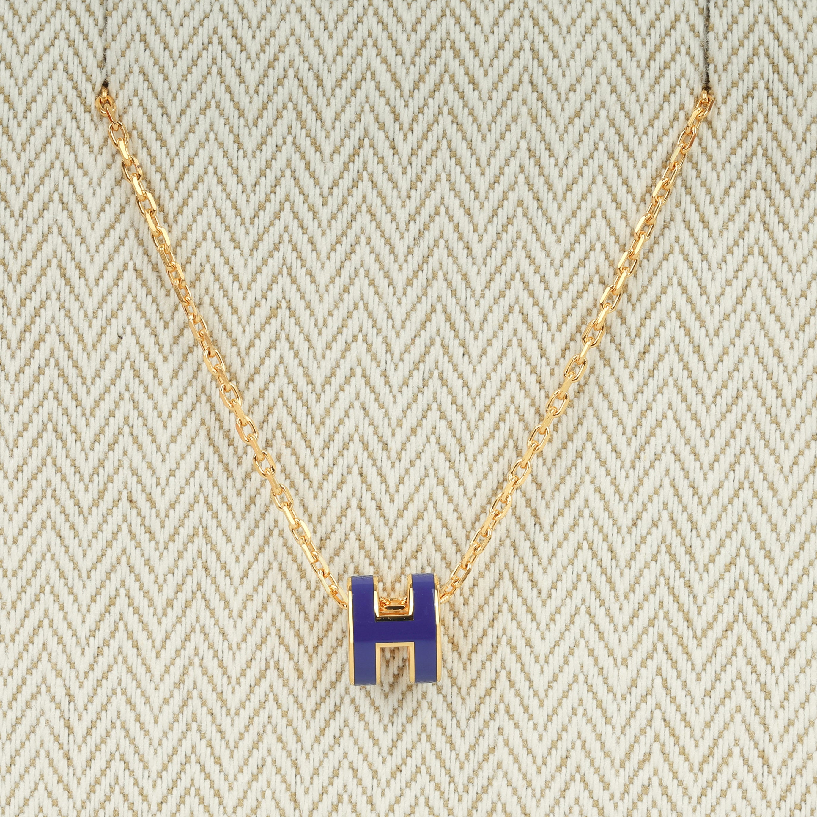 Hermès - Mini Pop H Pendant - Bleu Saphir / Gold - Brand New – Bagista