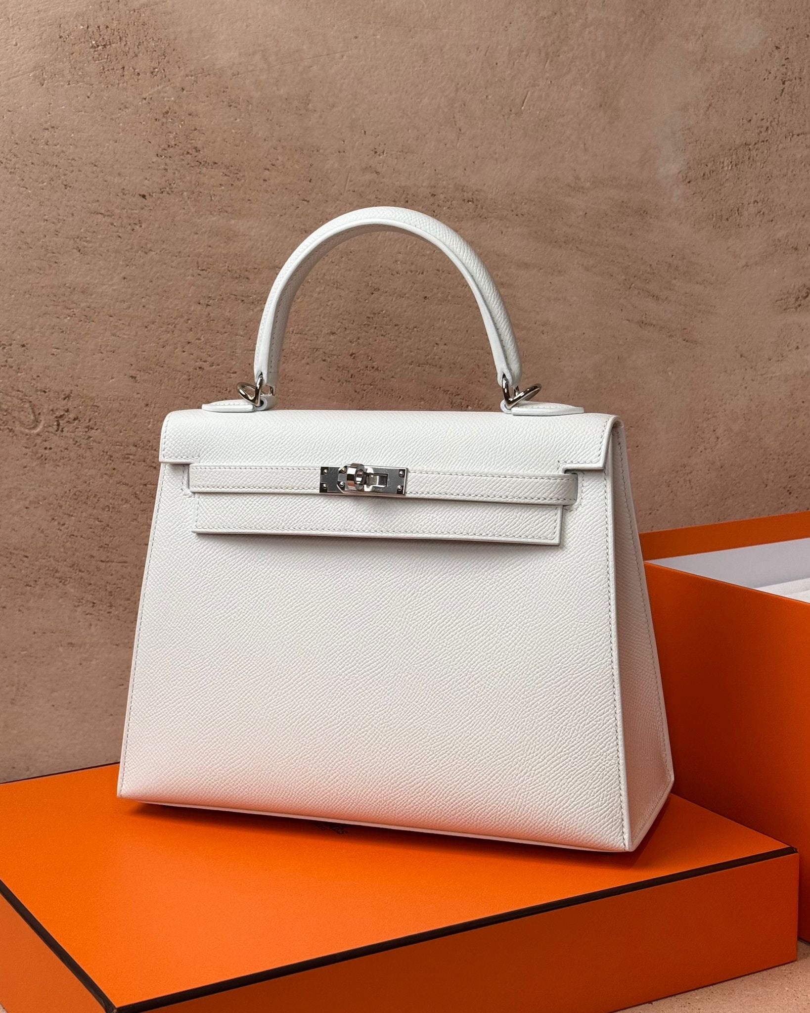 Hermès Kelly 25 - New White Epsom | Palladium Hardware – Bagista
