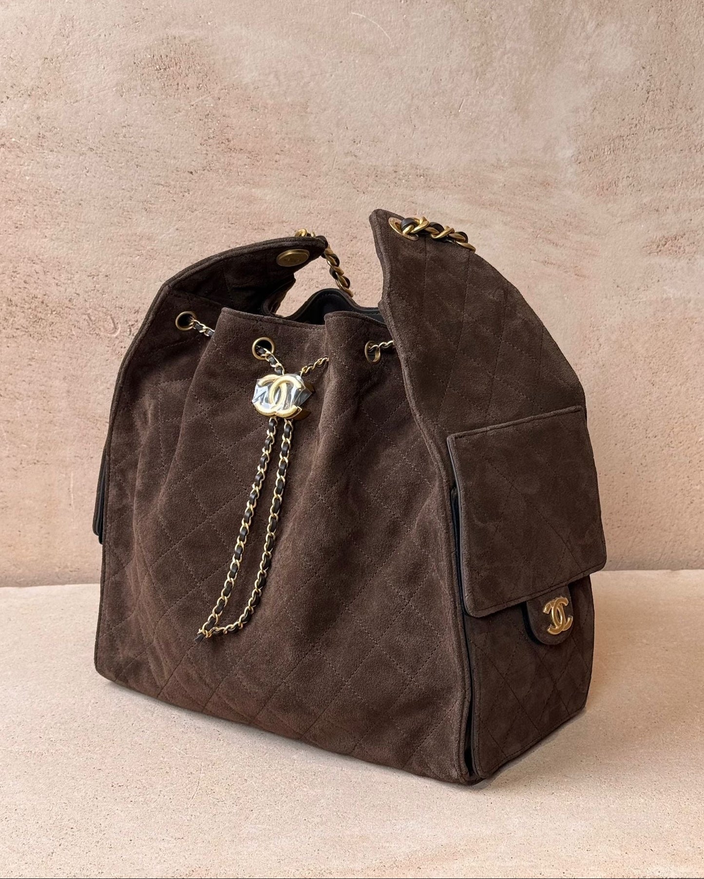 Chanel Medium 25 Hobo Bag - Brown Suede | Gold Hardware