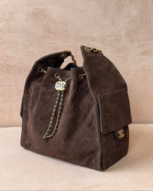 Chanel Medium 25 Hobo Bag - Brown Suede | Gold Hardware
