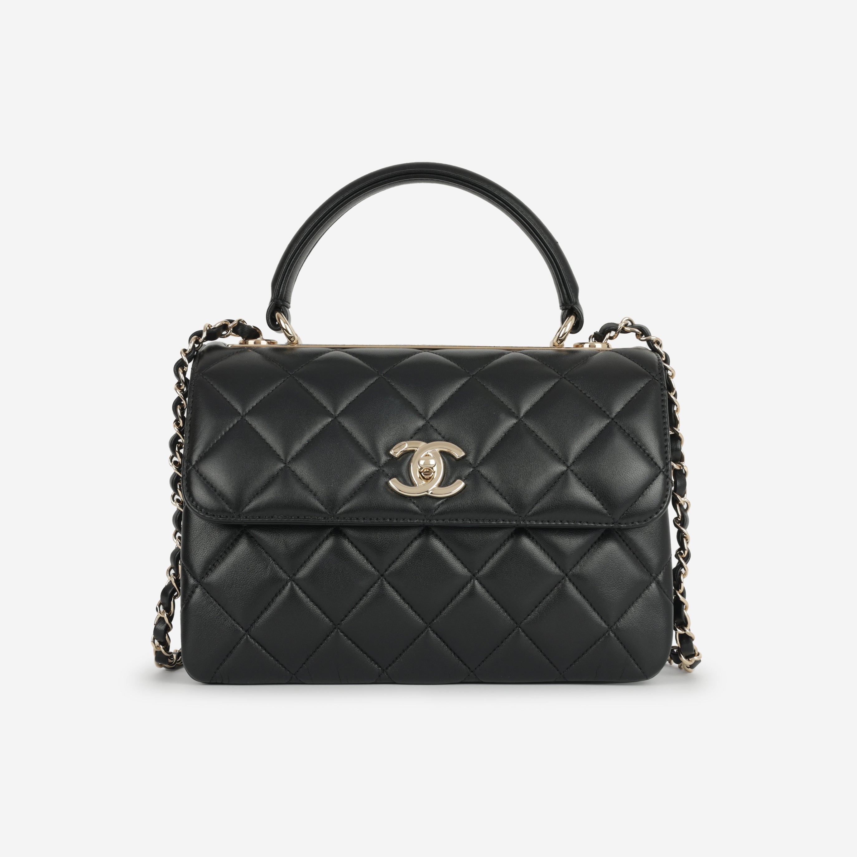 Chanel Trendy CC Flap Bag Small Black Lambskin CGHW Pre loved chanel-trendy-cc-flap-bag-small-black-lambskin-cghw-pre-loved