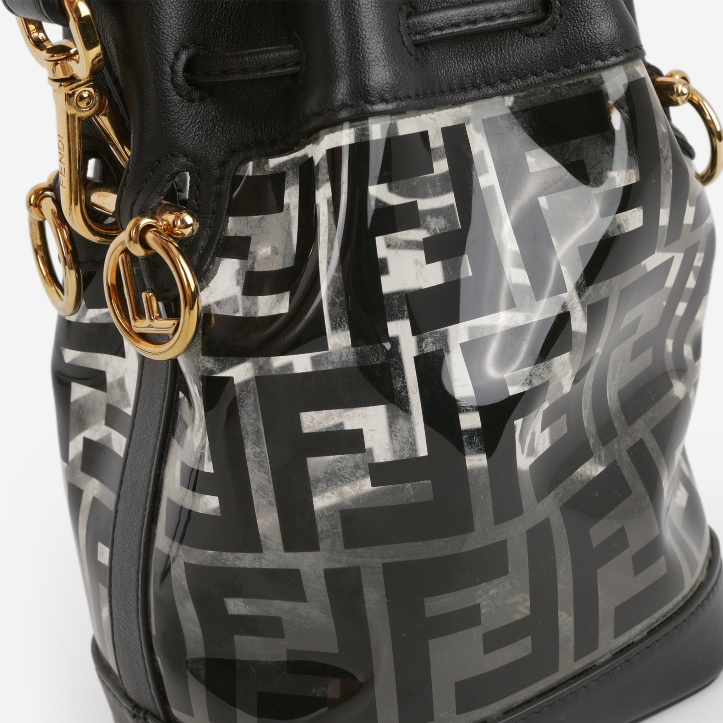 Fendi Mini Mon Tresor Bucket Bag - Black and Clear PVC | Gold Hardware
