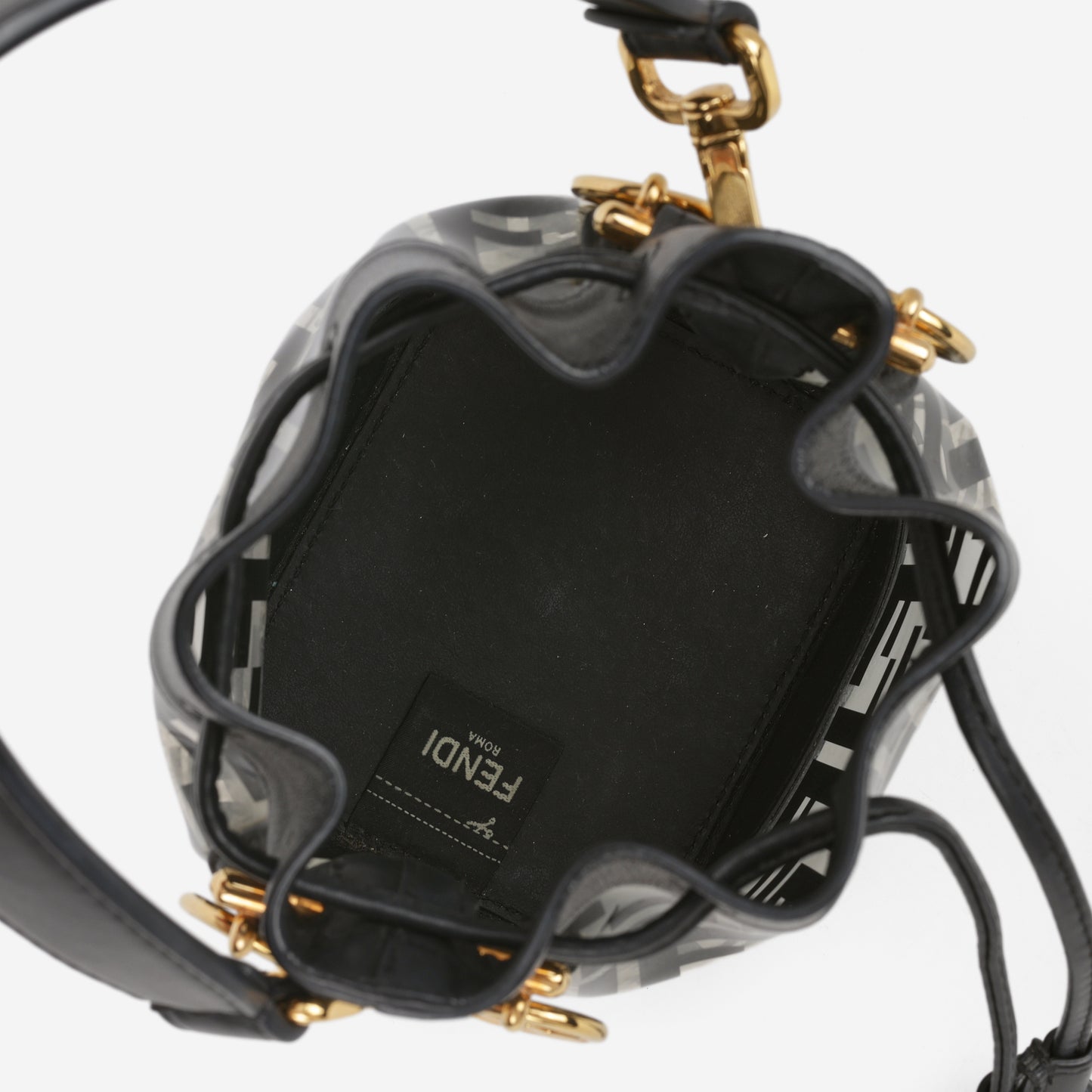 Fendi Mini Mon Tresor Bucket Bag - Black and Clear PVC | Gold Hardware