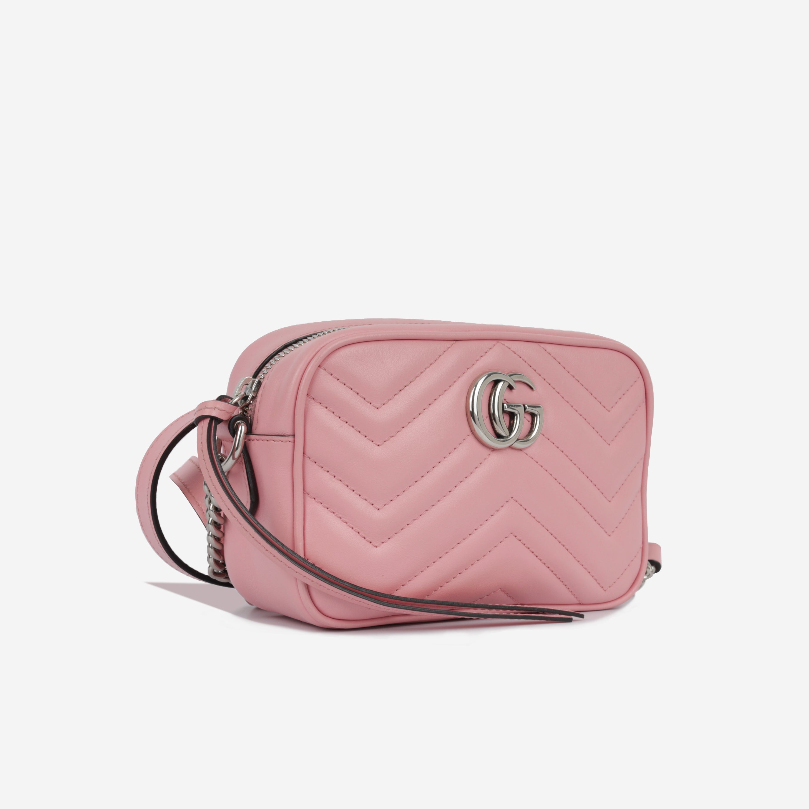 Gucci - Mini Marmont Bag - Pink Calfskin Matelassé Leather - SHW