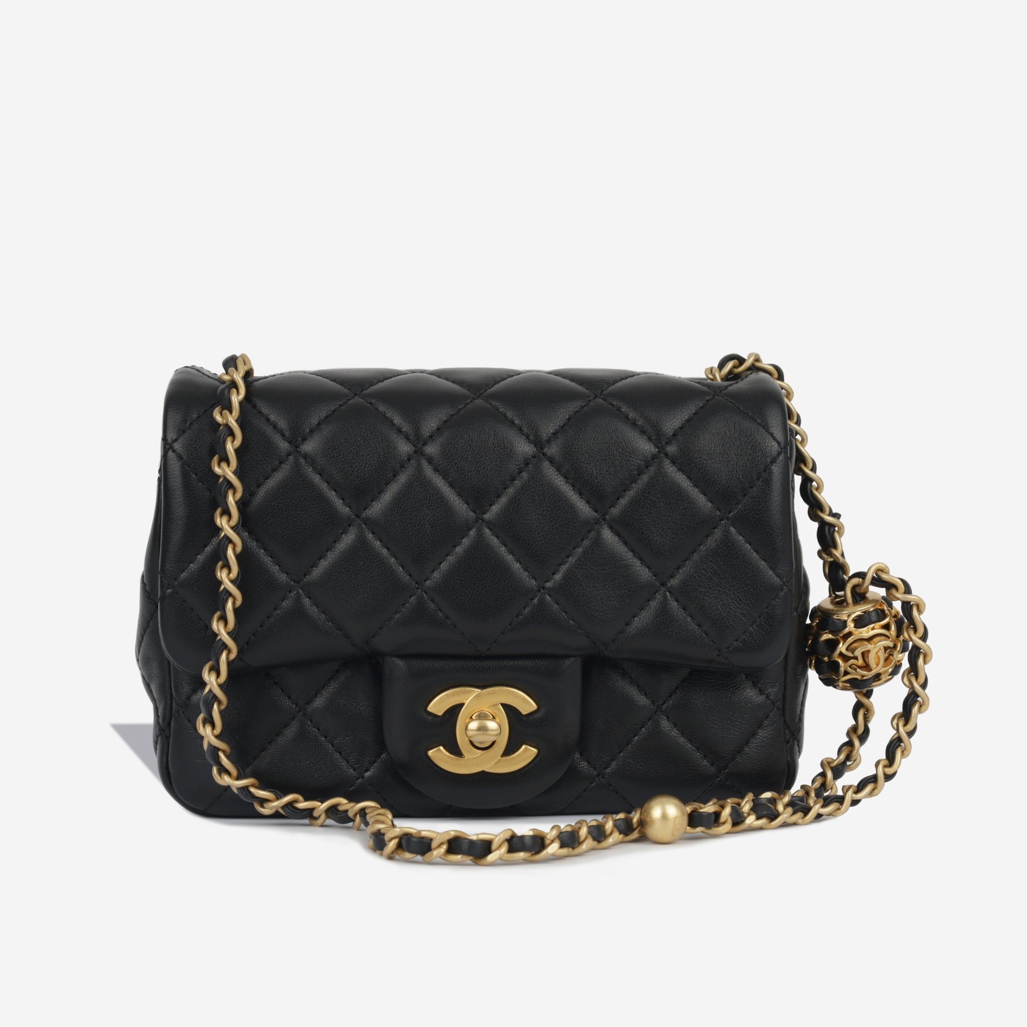 CHANEL  Bags  Nwt 22b Chanel Black Mini Square Pearl Crush Gold Ball Flap  Bag Ghw Receipt  Poshmark