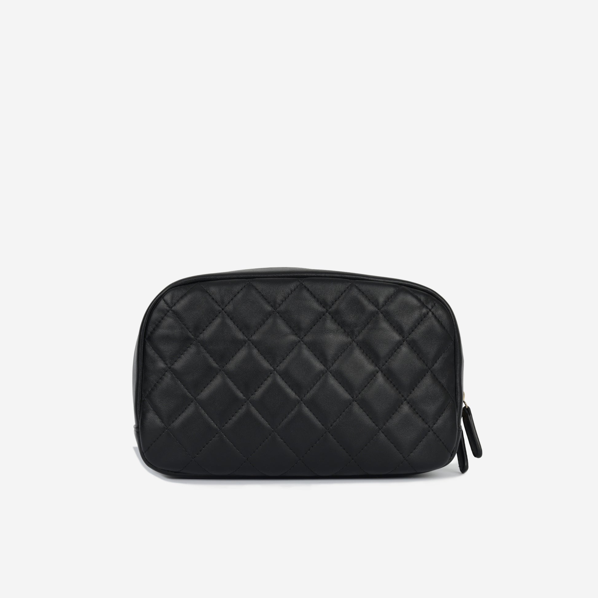 Chanel Curvy Cosmetic Pouch Black Lambskin GHW 2019 – Bagista