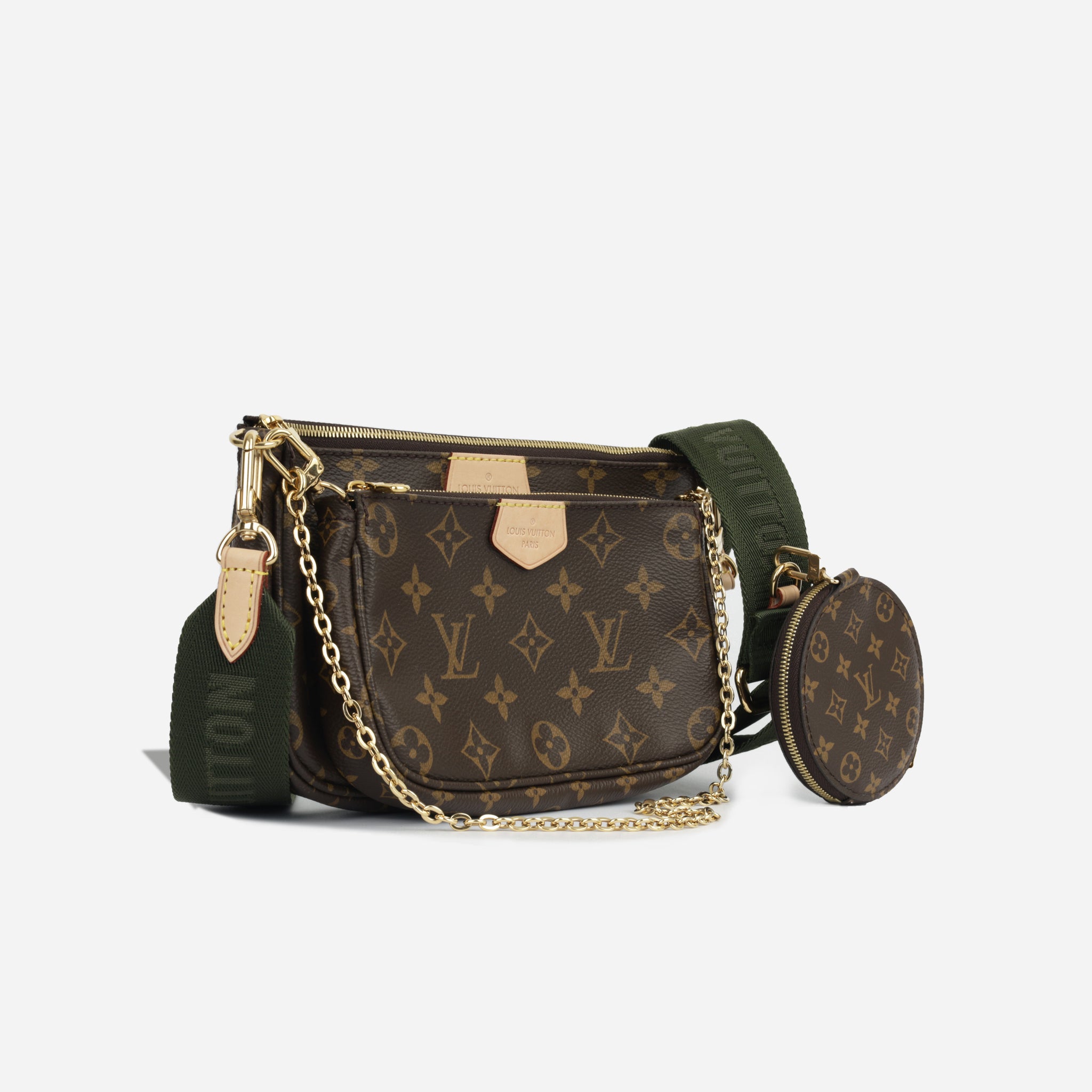 Louis Vuitton - Authenticated Multi Pochette Accessoires Handbag - Cloth Green Plain for Women, Very Good Condition