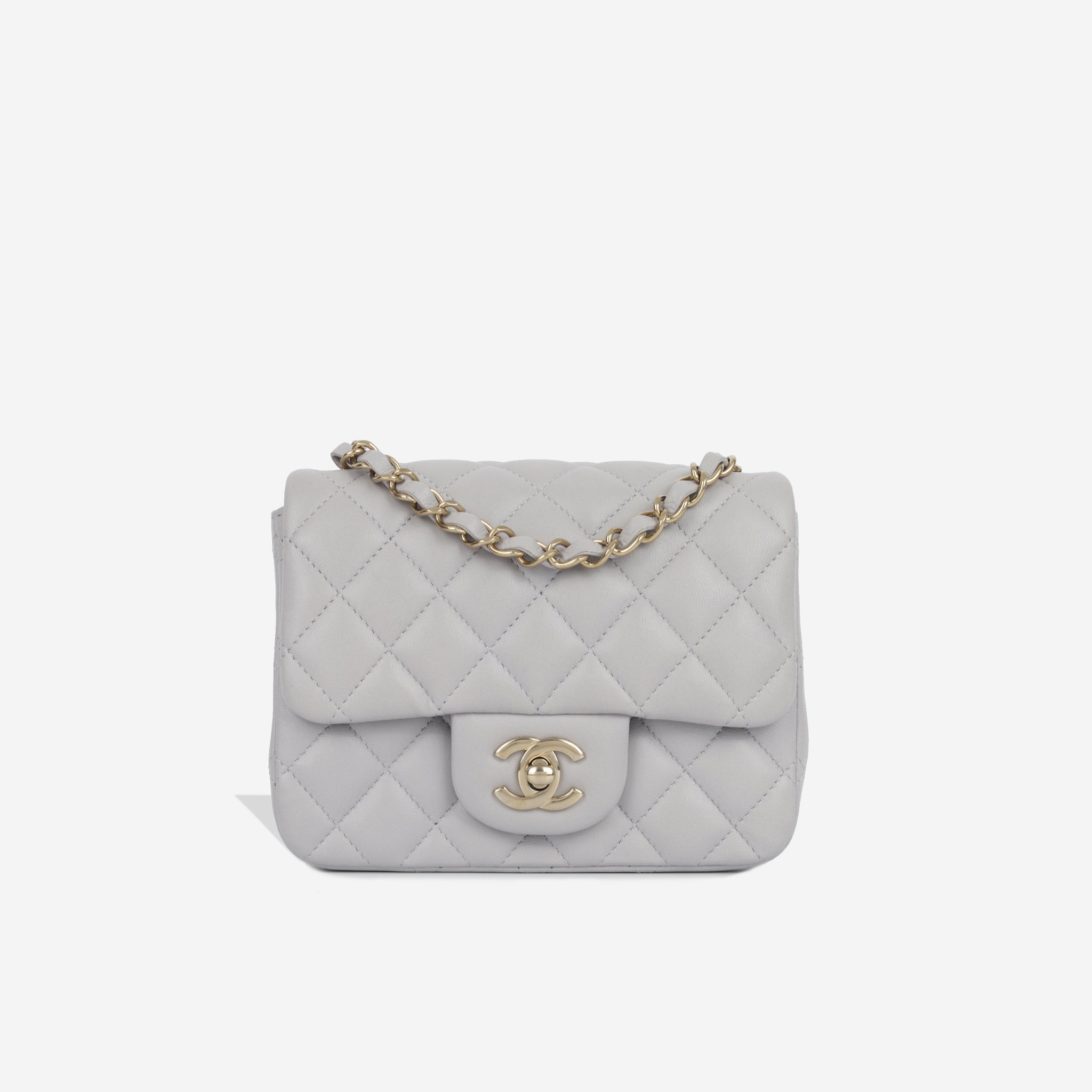 Chanel - Mini Square Classic Flap Bag - Grey Lambskin - CGHW